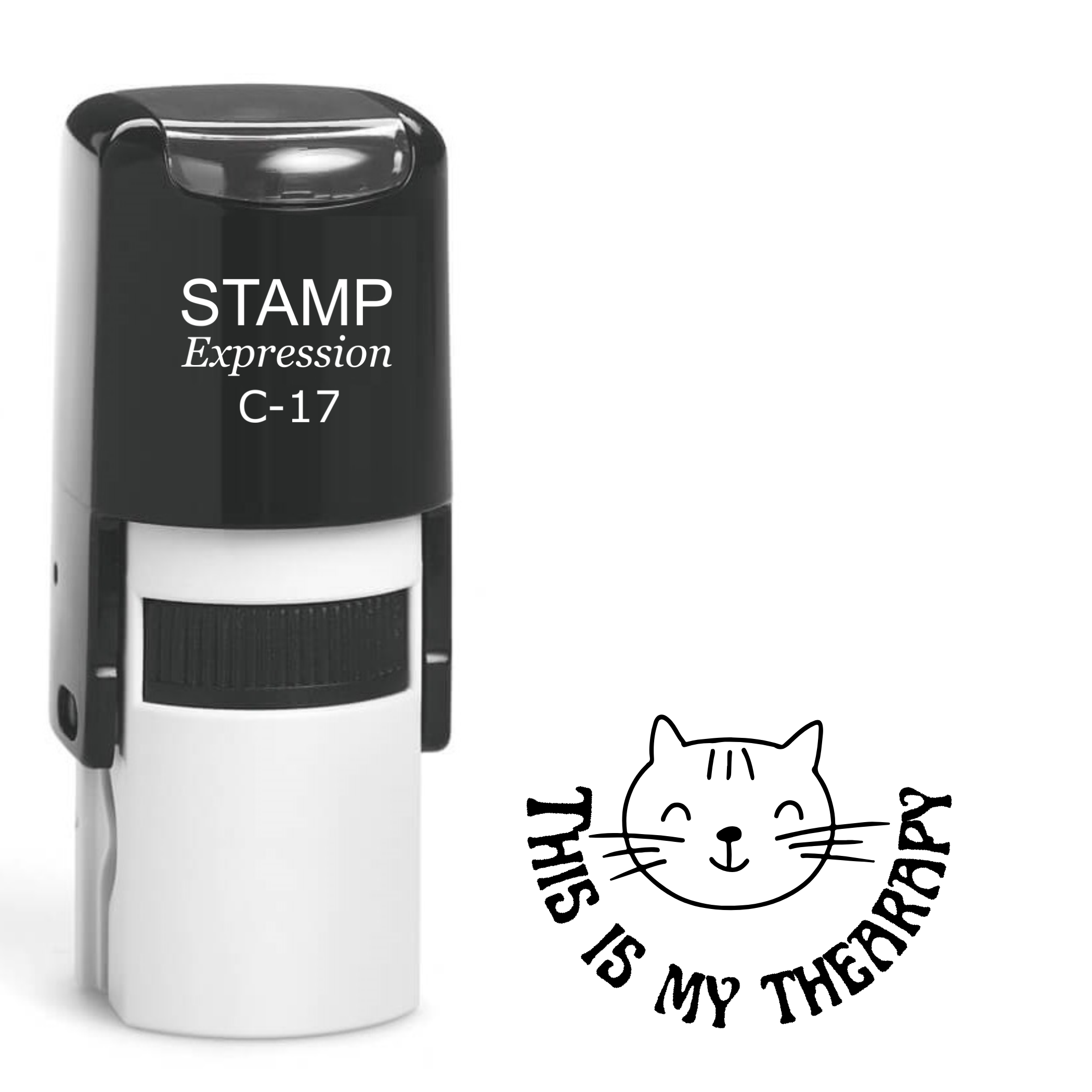 This is my therapy with cat head outline Self Inking Rubber Stamp (SH-63449)