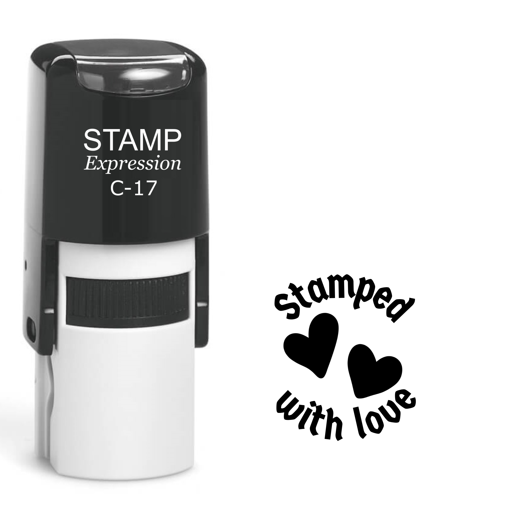 Stamped with love with two hearts Self Inking Rubber Stamp (SH-63456)
