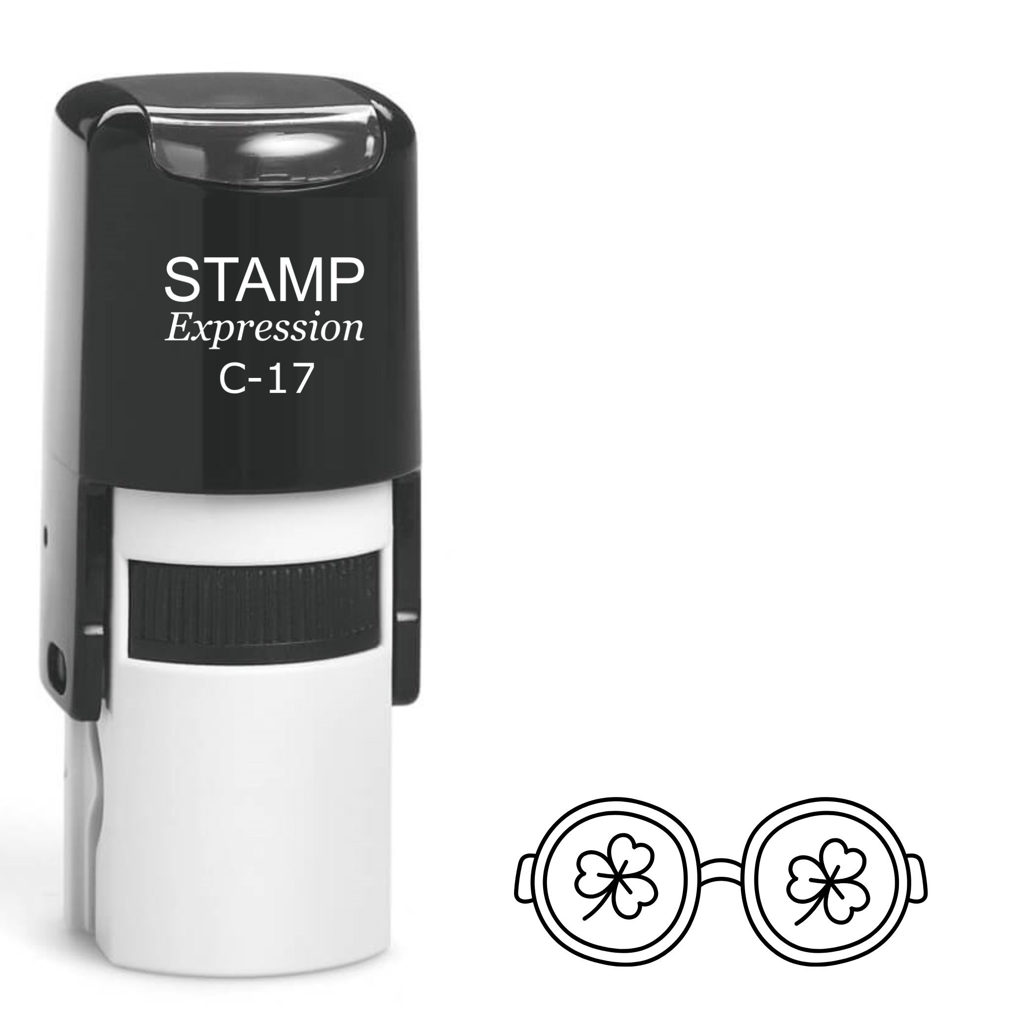 Shamrock glasses St. Patrick's Day Self Inking Rubber Stamp (SH-63460)