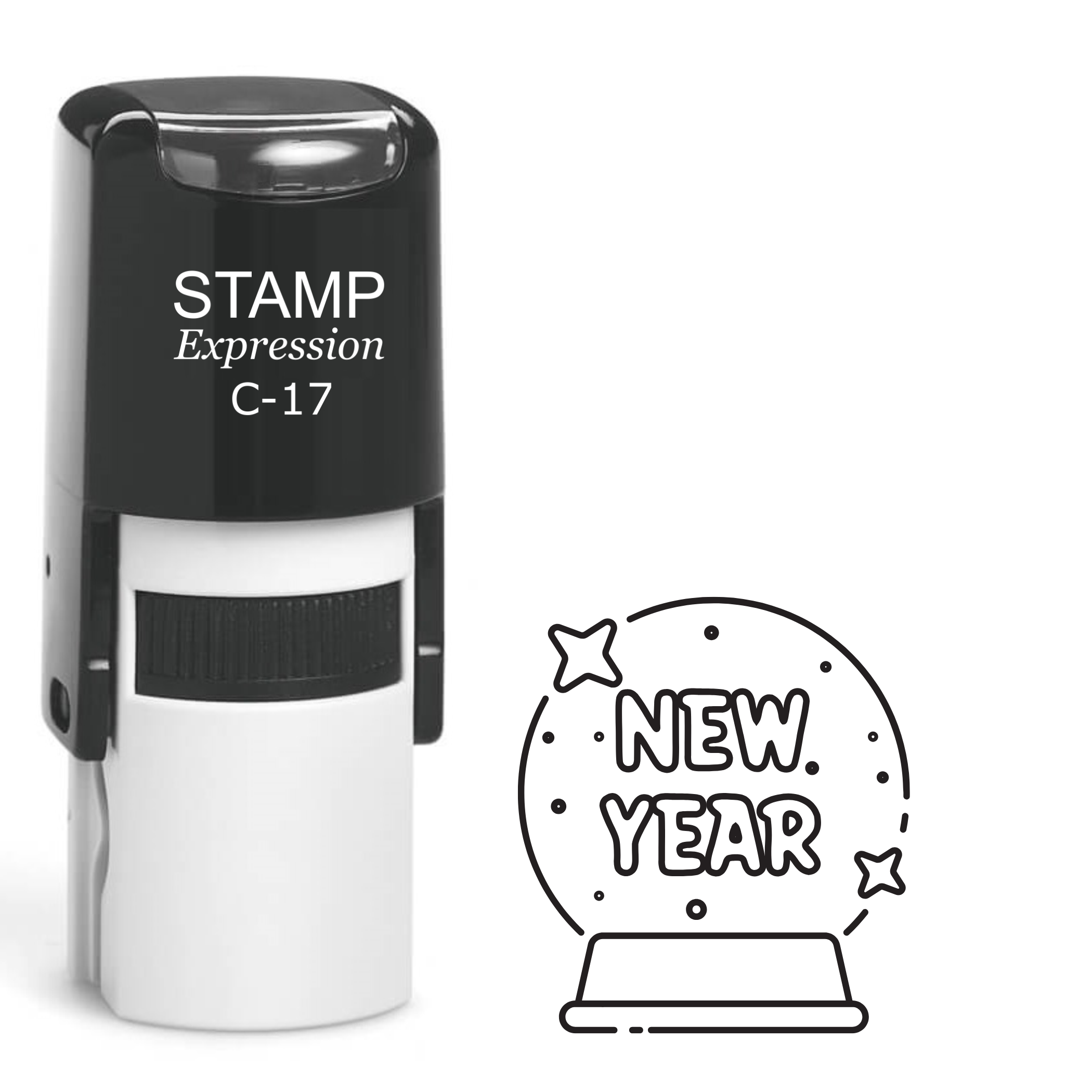 New Year snow globe Self Inking Rubber Stamp (SH-63466)