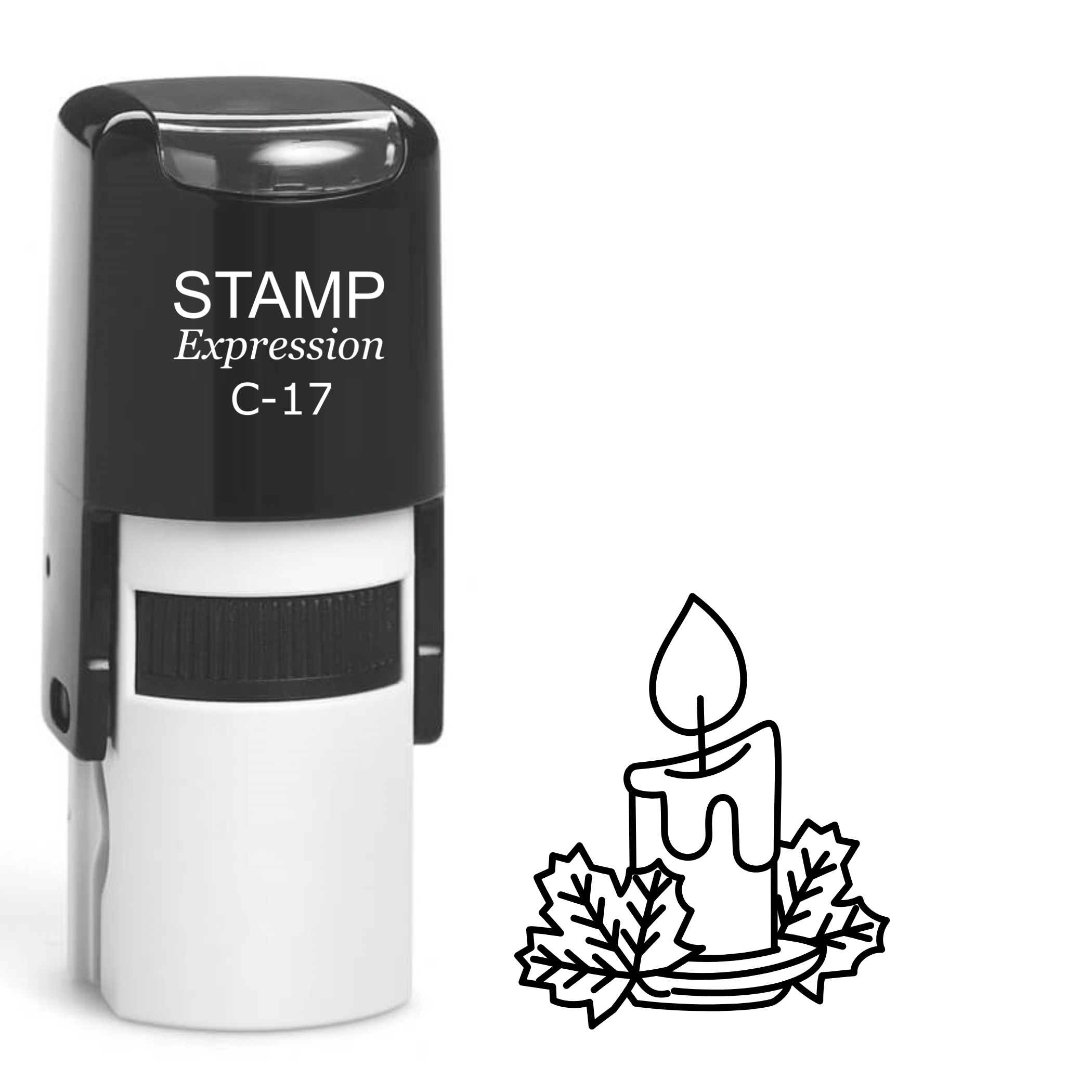 Burning candle with leaves Self Inking Rubber Stamp (SH-63472)
