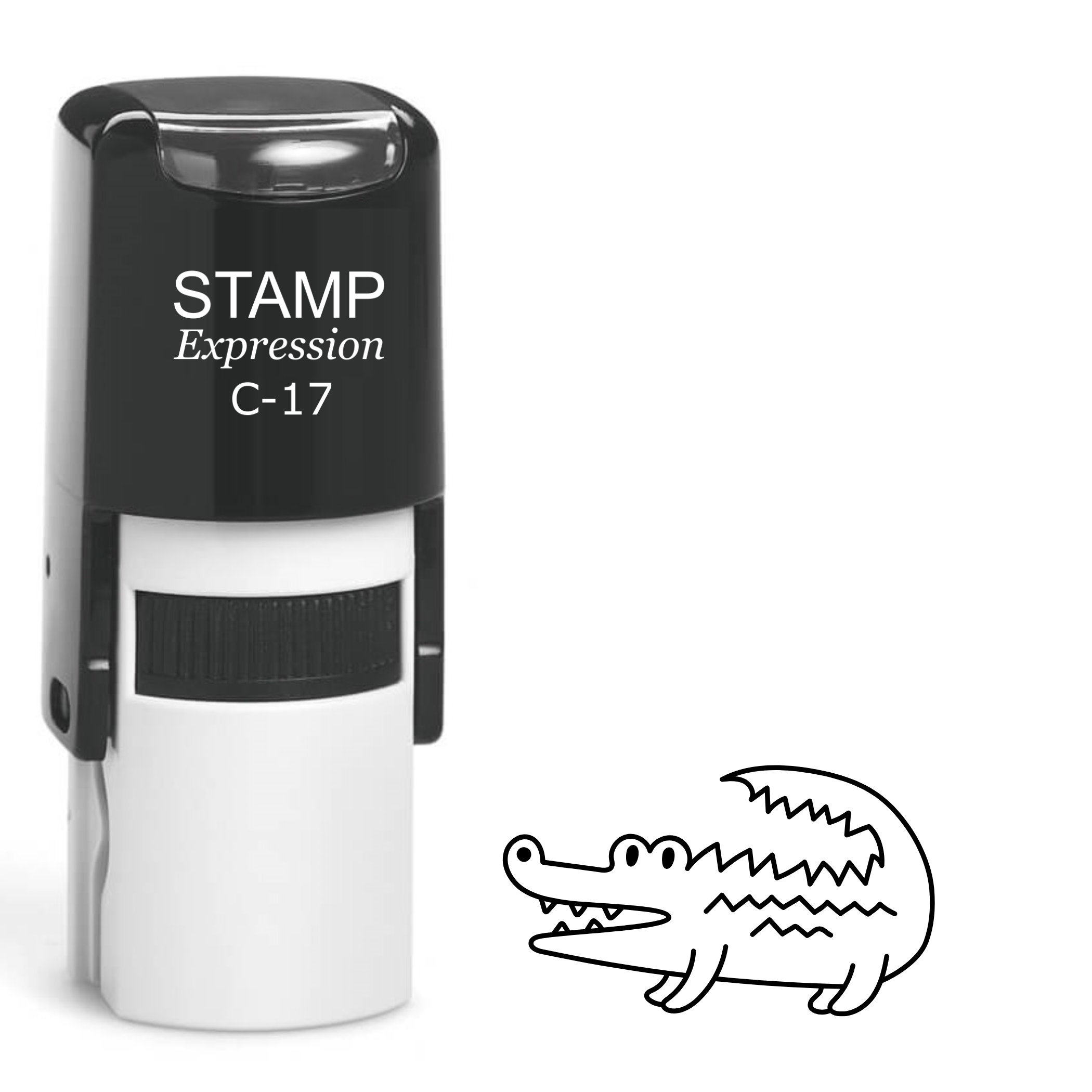 Alligator with tail up outline Self Inking Rubber Stamp (SH-63498)