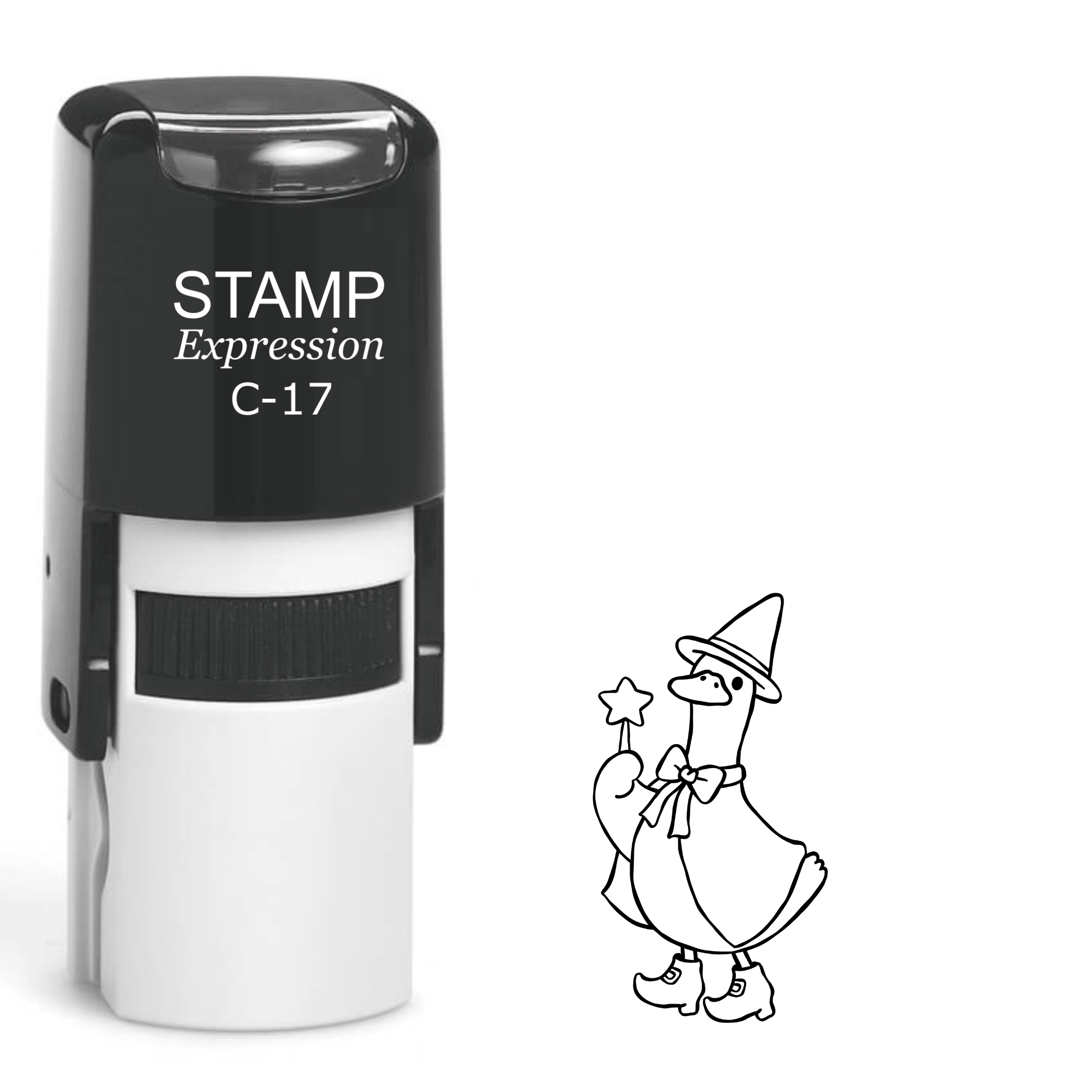 Silly goose wearing witch hat with magic wand Halloween Self Inking Rubber Stamp (SH-63513)
