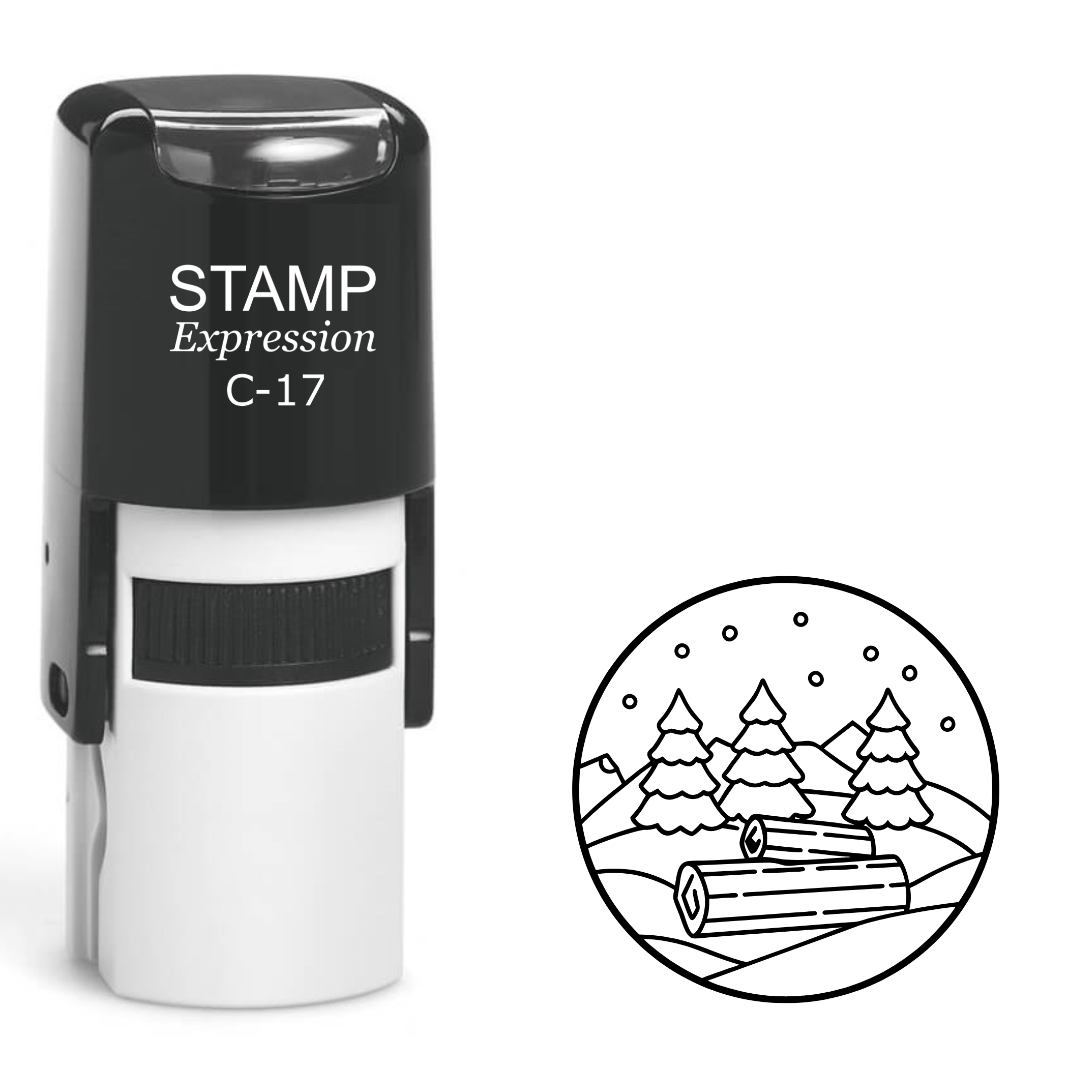 Christmas winter scene Self Inking Rubber Stamp (SH-63528)