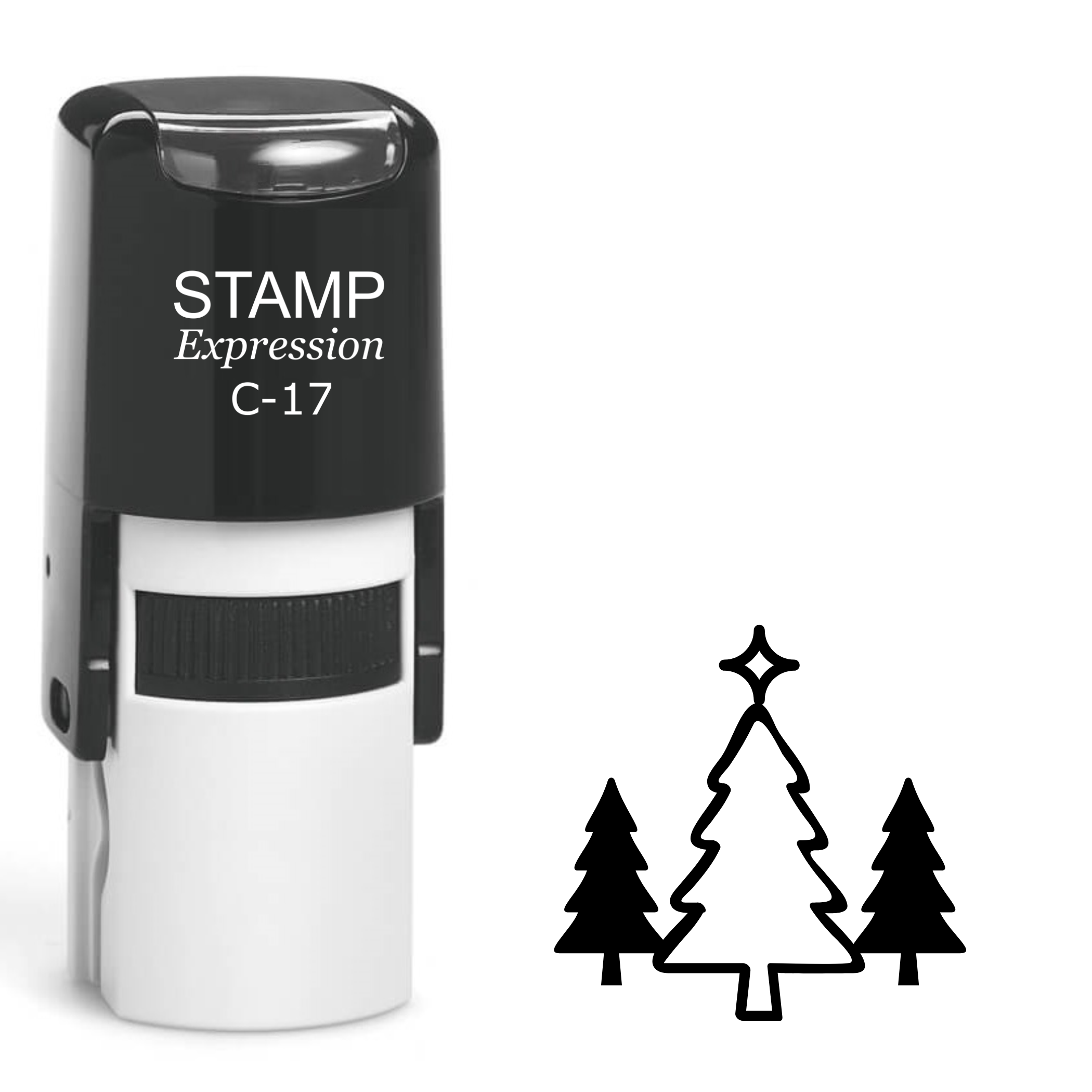 Three Christmas trees with star Self Inking Rubber Stamp (SH-63530)