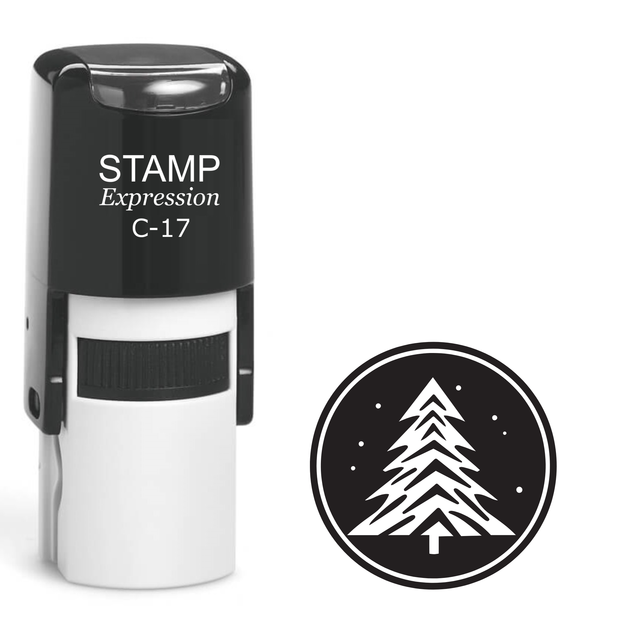 Winter Christmas tree in the circle Self Inking Rubber Stamp (SH-63534)