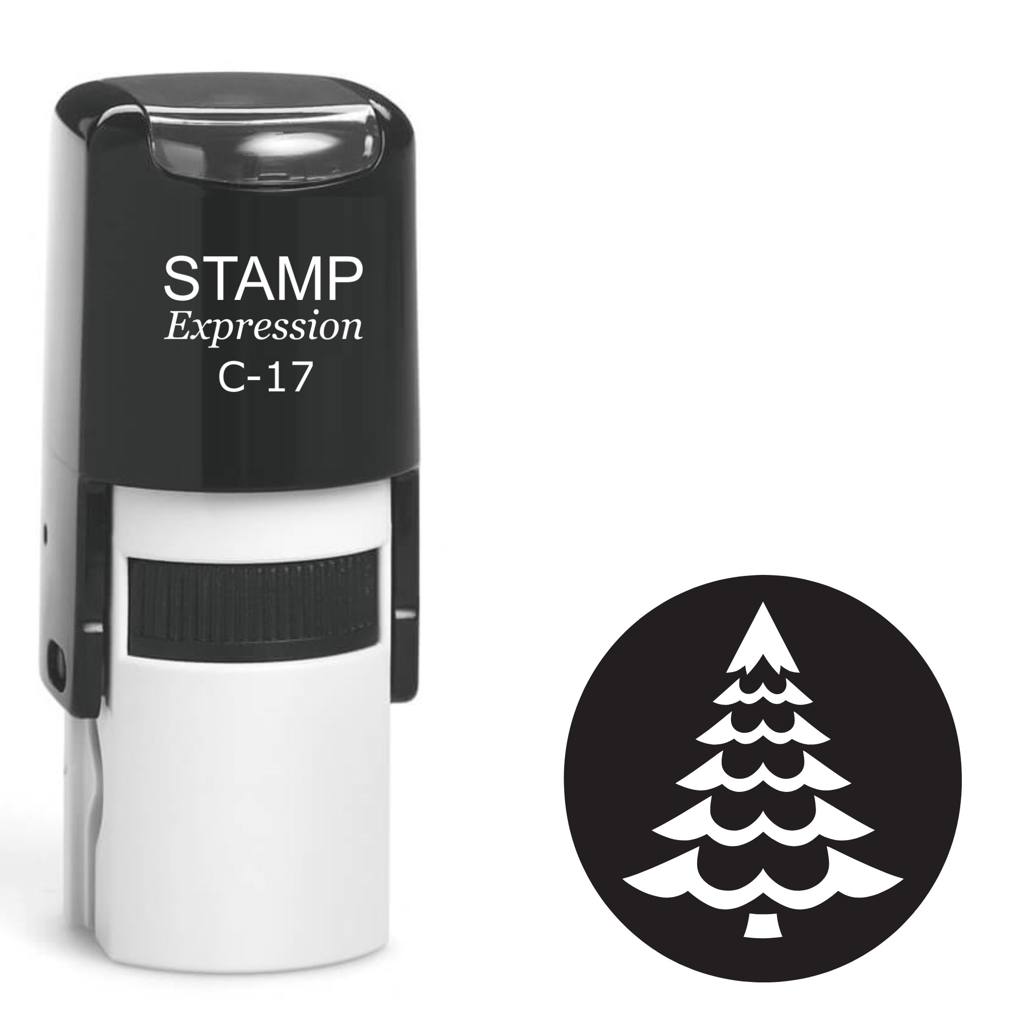 Wavy Christmas tree in the circle Self Inking Rubber Stamp (SH-63537)