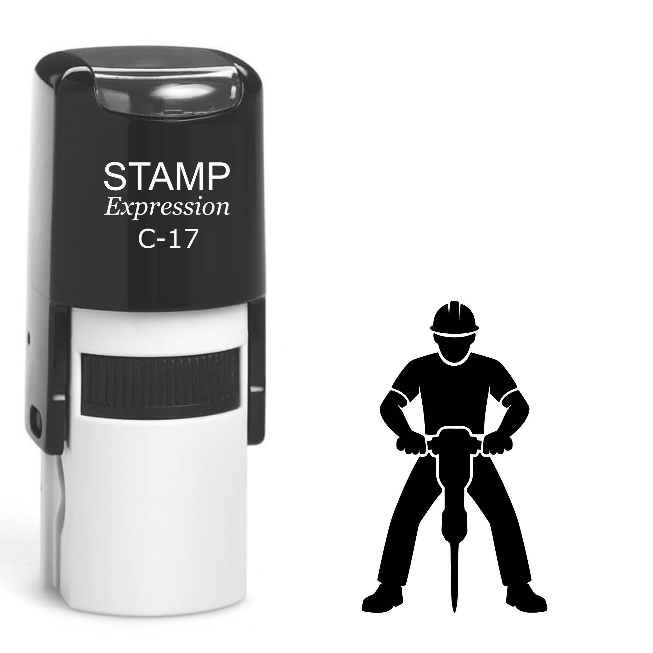 Construction worker with a power drill Self Inking Rubber Stamp (SH-63552)