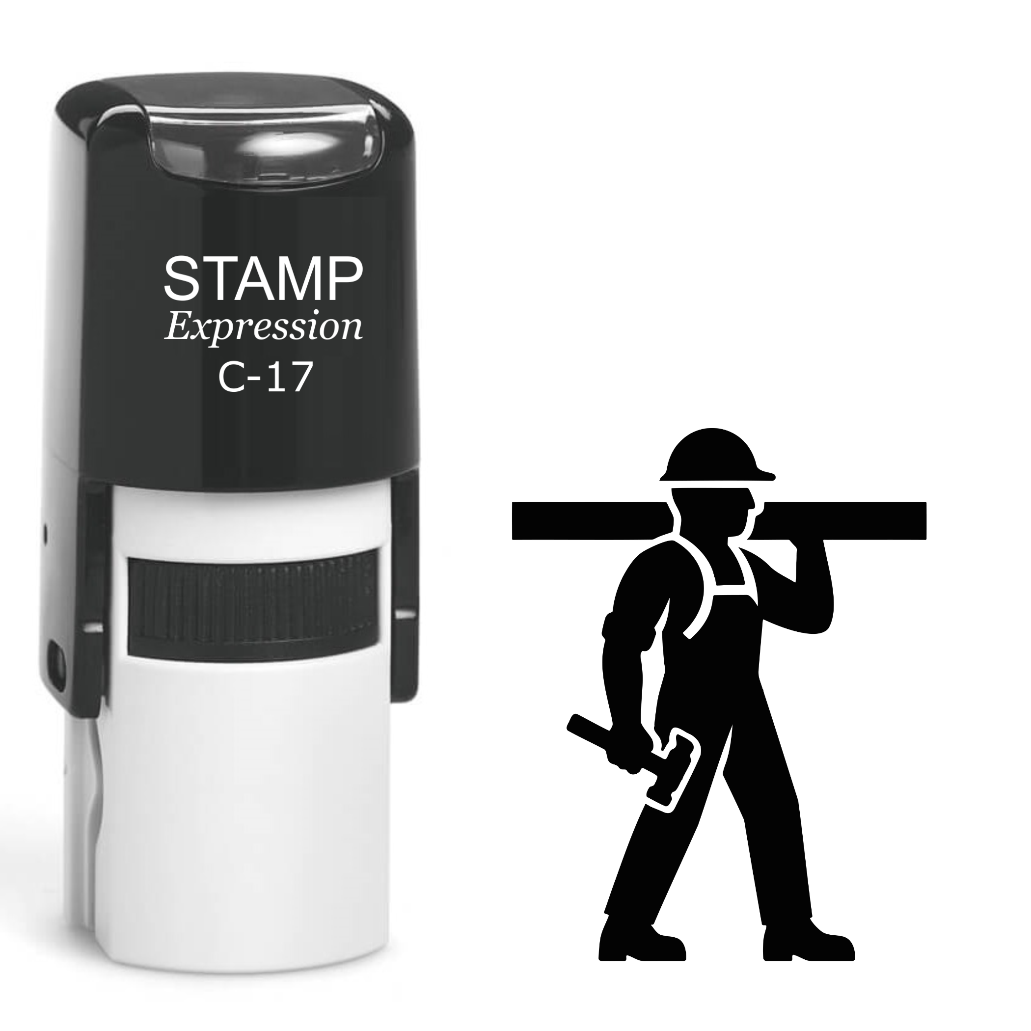 Construction worker with a hammer Self Inking Rubber Stamp (SH-63553)