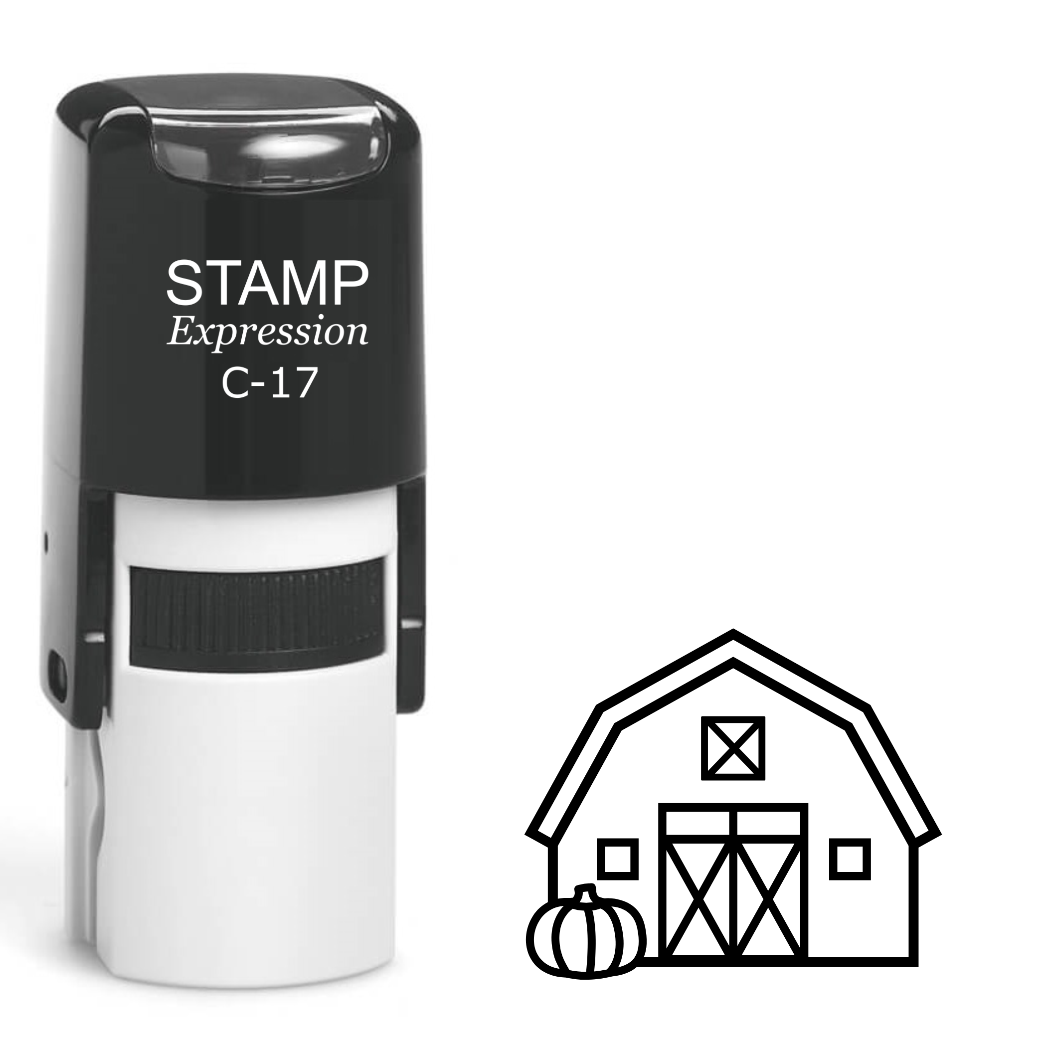Farmhouse with pumpkin Self Inking Rubber Stamp (SH-63572)