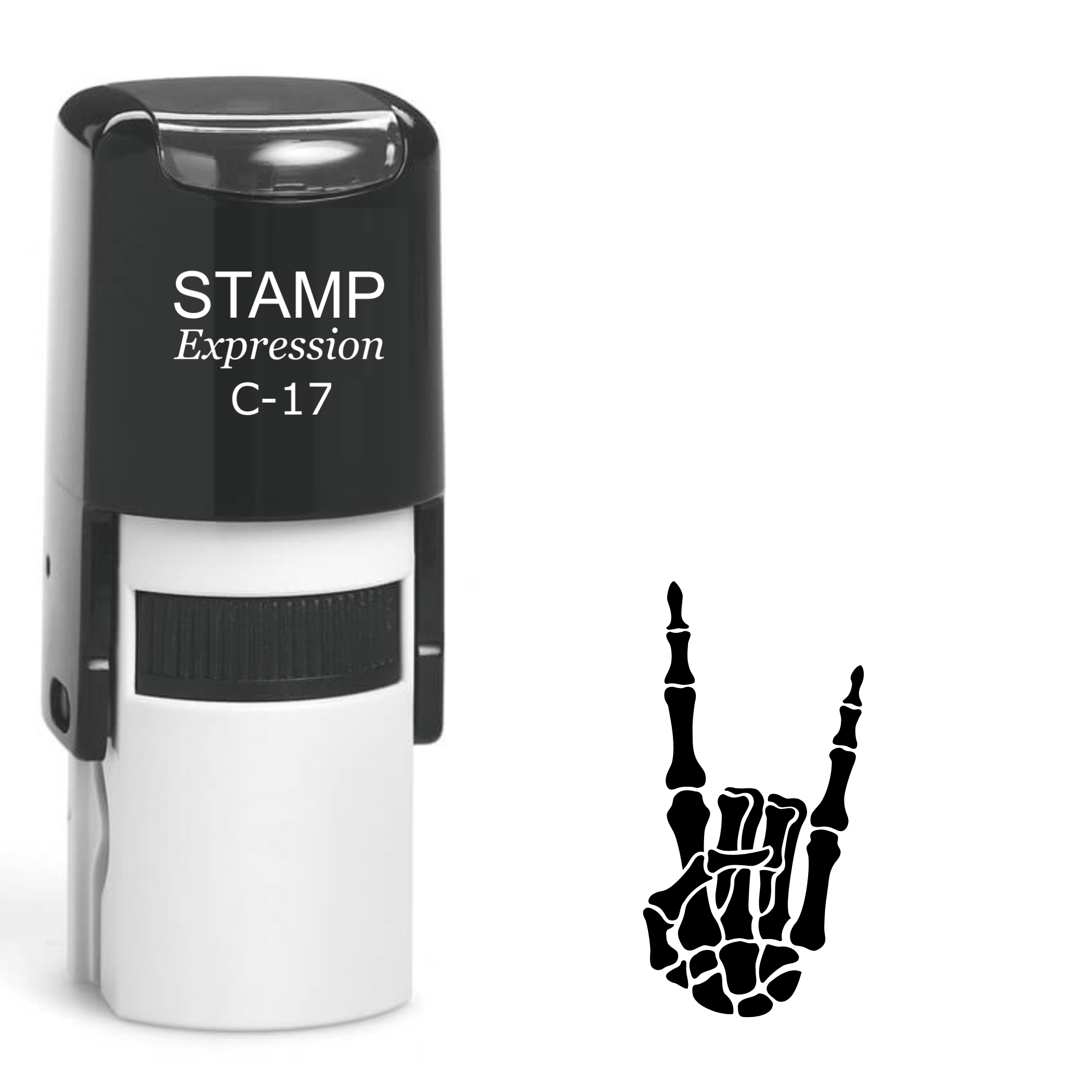 Heavy metal skeleton hand Self Inking Rubber Stamp (SH-63584)