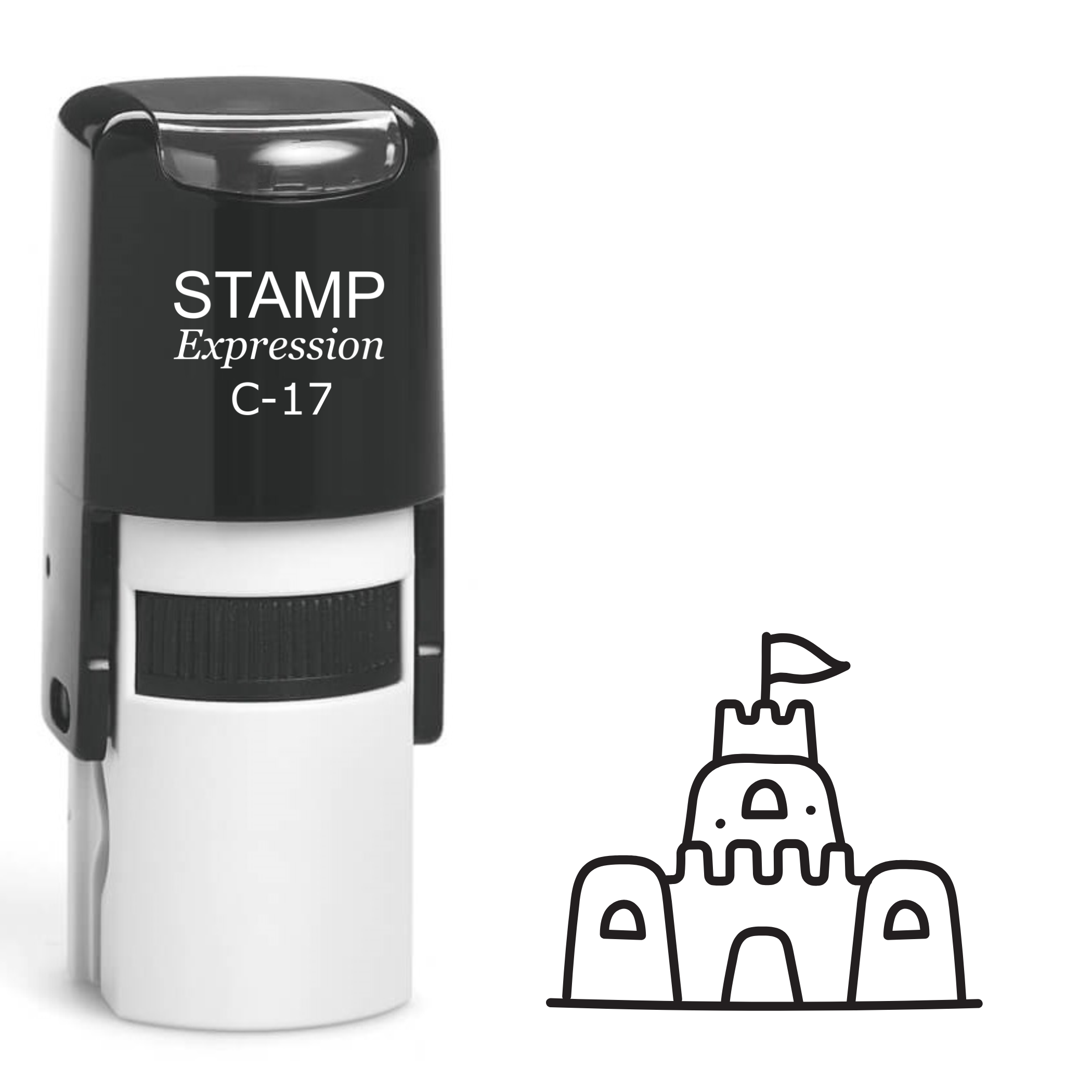 Sandcastle with a flag Self Inking Rubber Stamp (SH-63588)