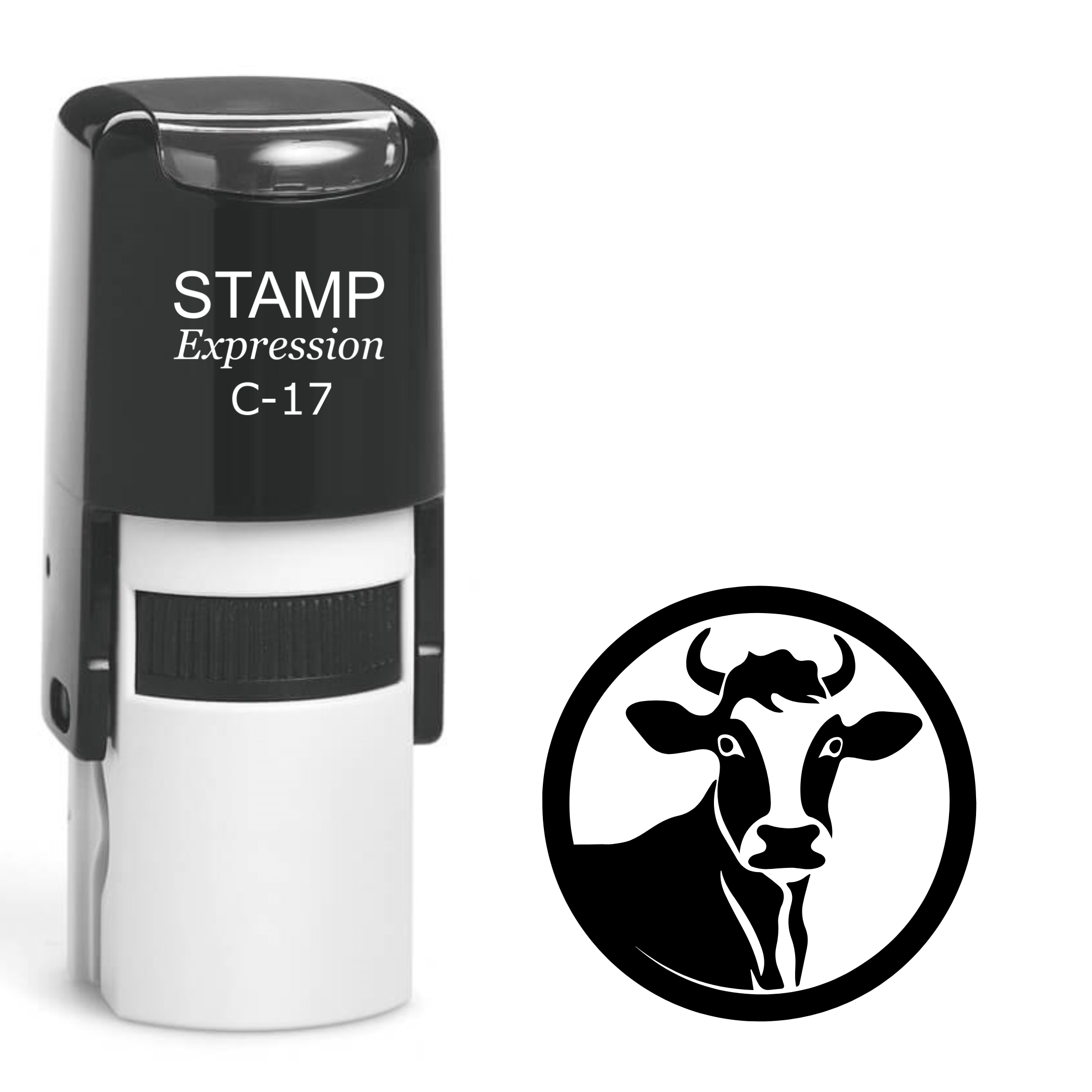 Cow head in the circle Self Inking Rubber Stamp (SH-63629)