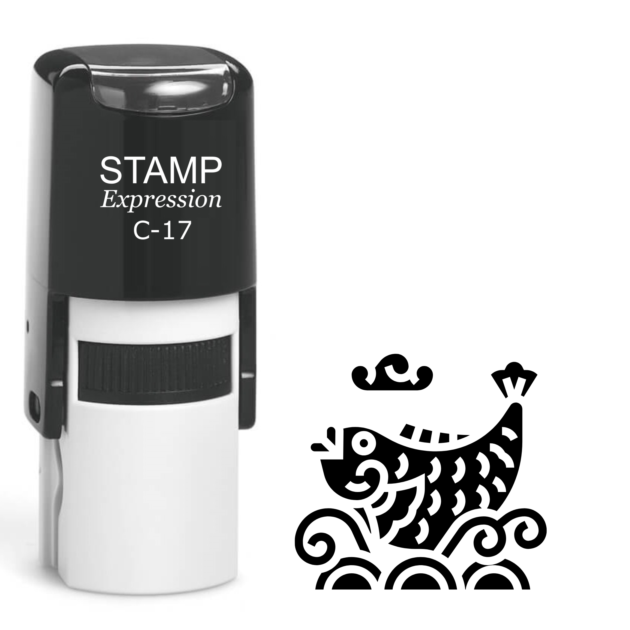 Tribal fish and waves Self Inking Rubber Stamp (SH-63631)