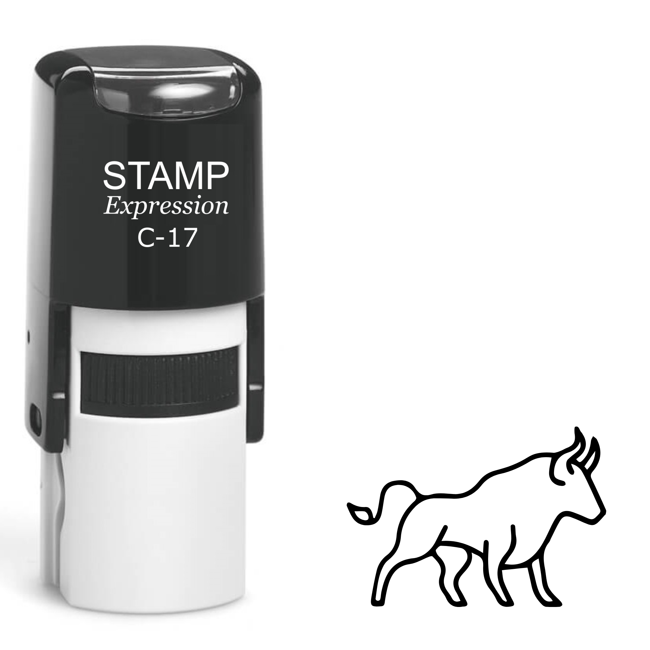 Charging bull outline Self Inking Rubber Stamp (SH-63634)