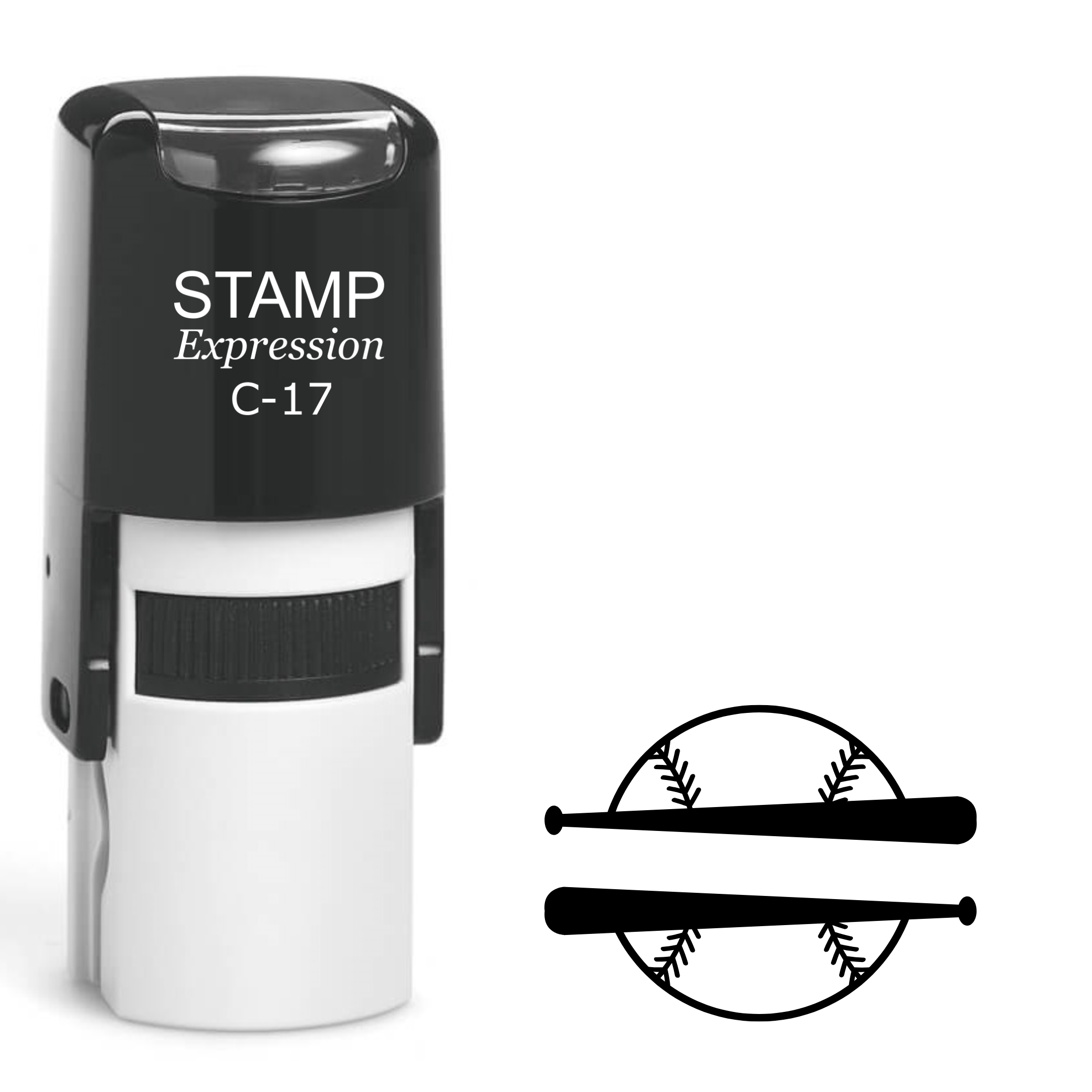 Split baseball with two bats Self Inking Rubber Stamp (SH-63636)