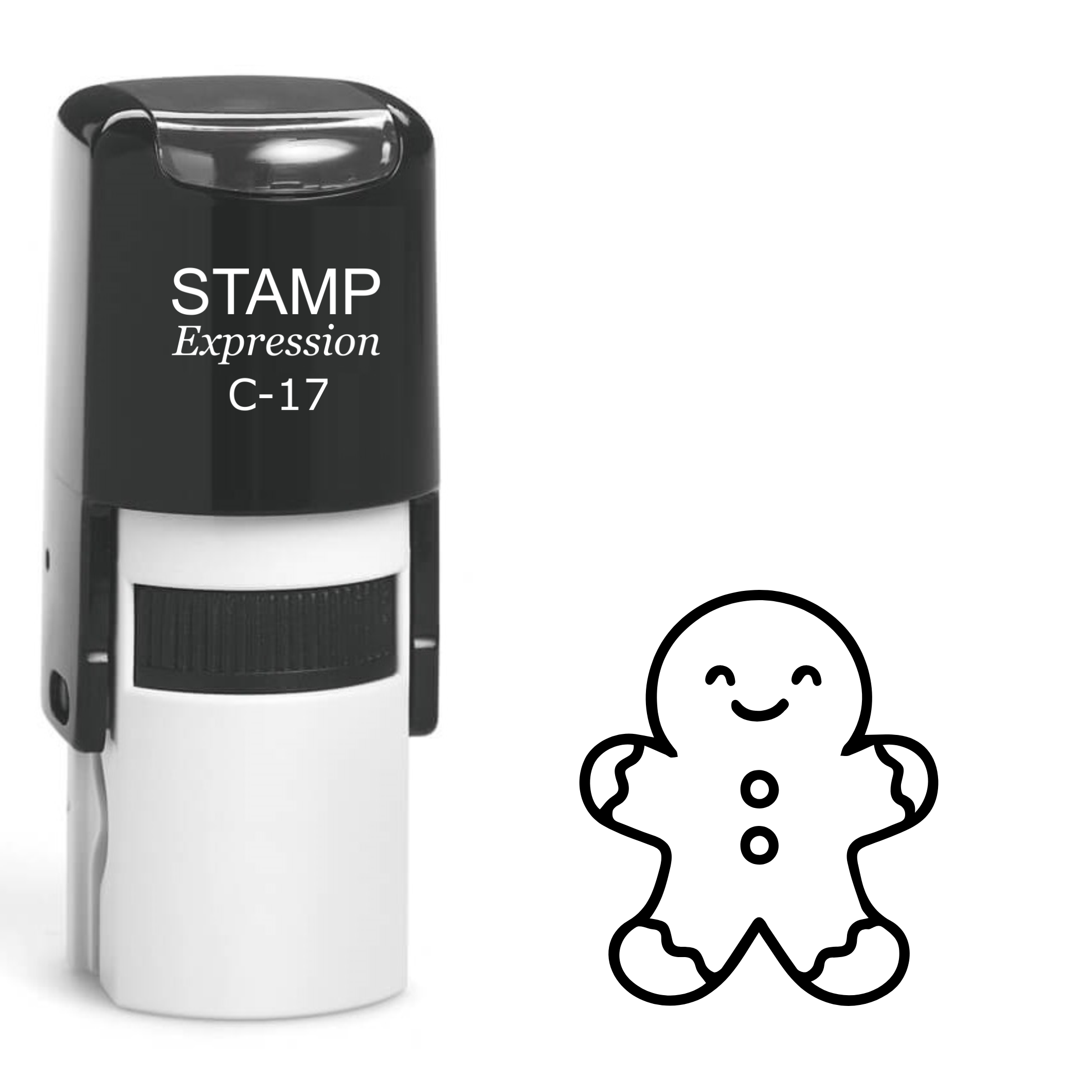 Smiling gingerbread man Christmas outline Self Inking Rubber Stamp (SH-63638)