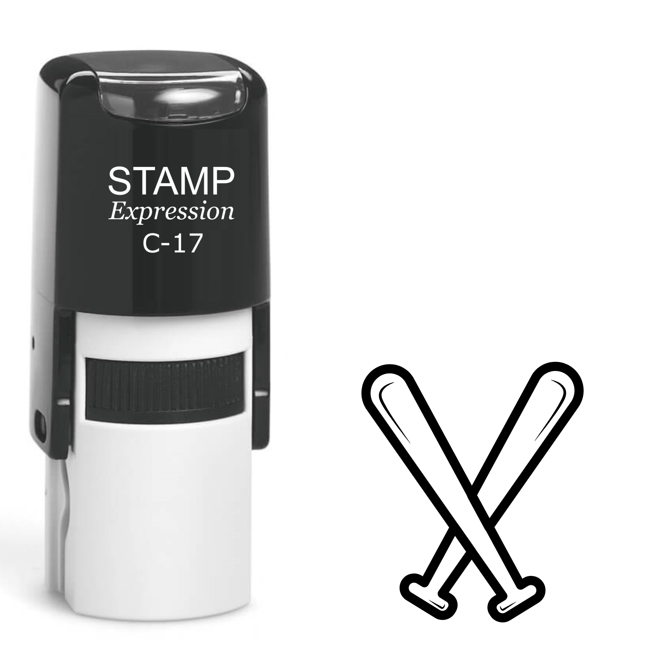 Two crossed baseball bats Self Inking Rubber Stamp (SH-63651)