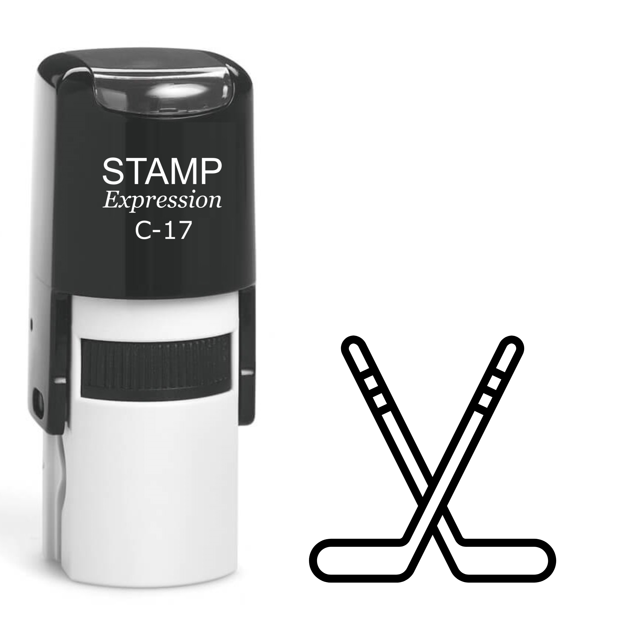 Two crossed hockey sticks Self Inking Rubber Stamp (SH-63654)