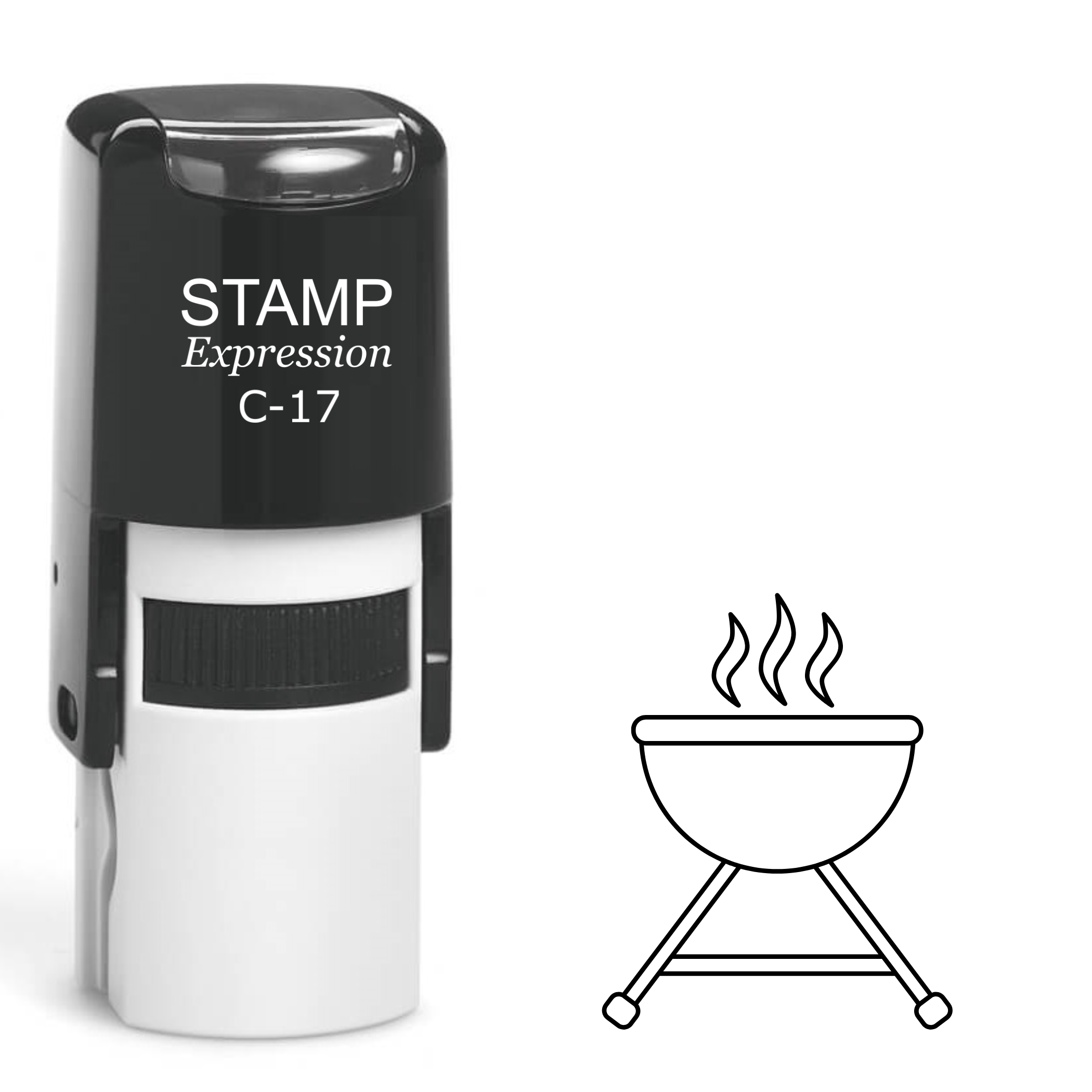 Sizzling fire grill outline Self Inking Rubber Stamp (SH-63661)