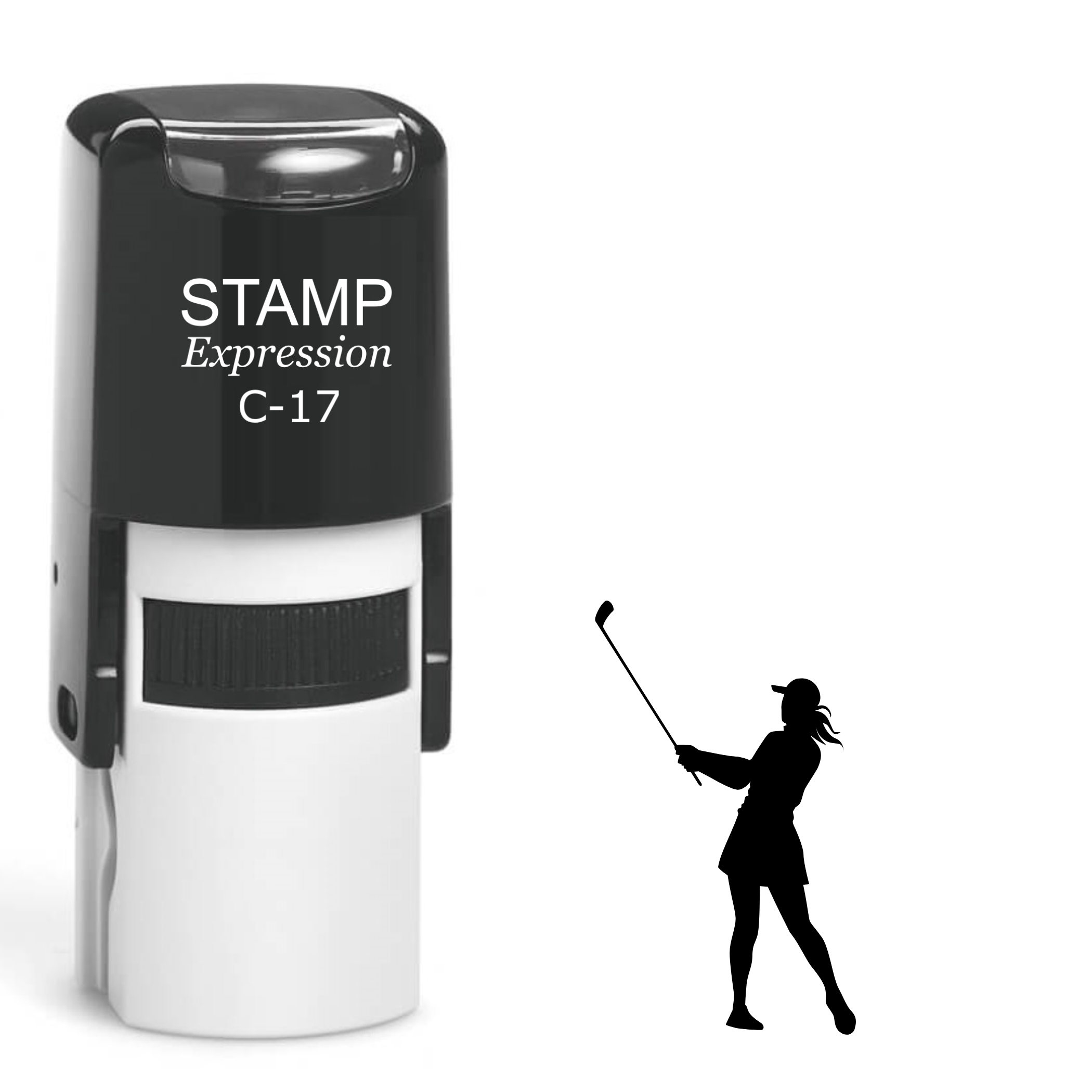 Female golfer silhouette Self Inking Rubber Stamp (SH-63665)