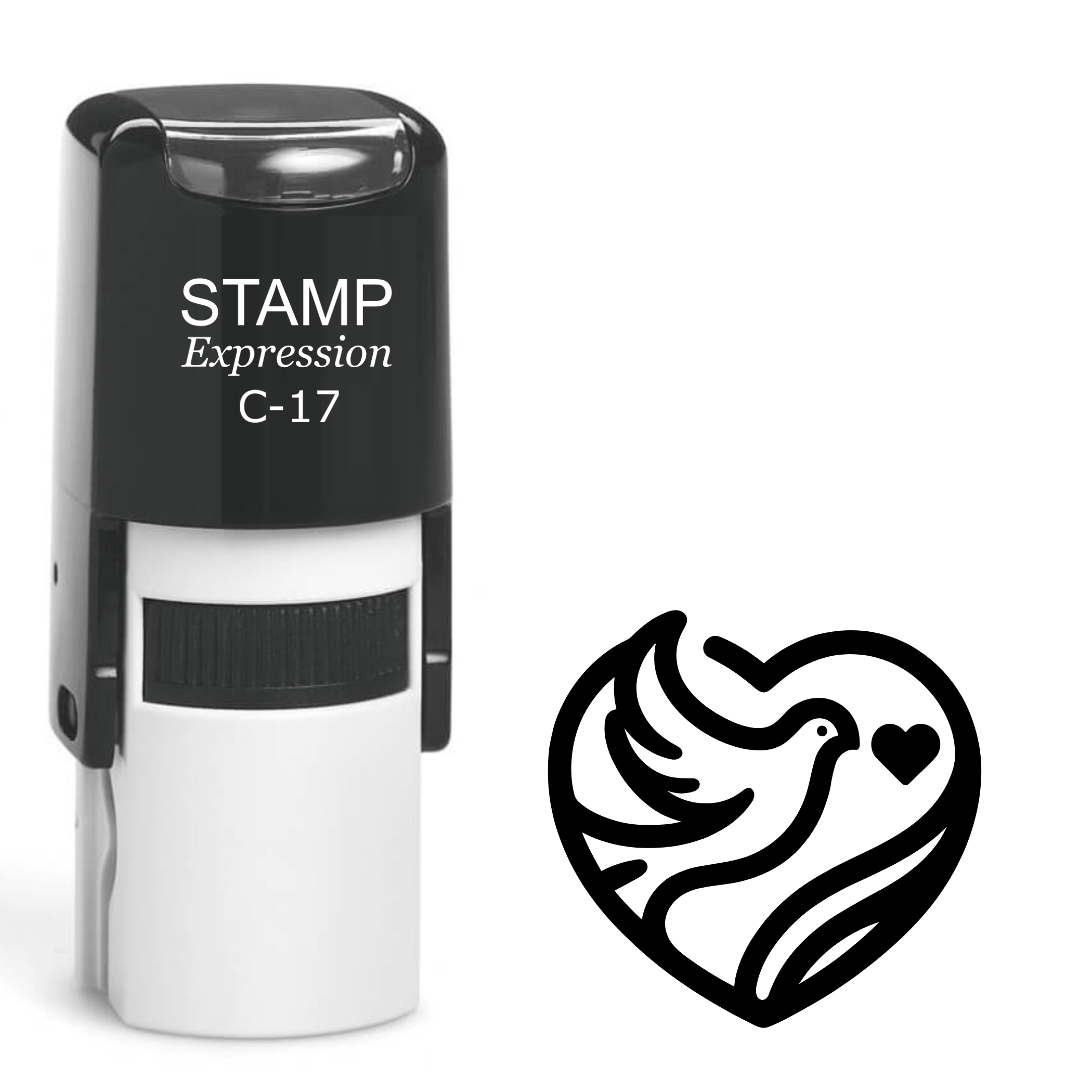 Dove with a heart inside the heart Self Inking Rubber Stamp (SH-63687)
