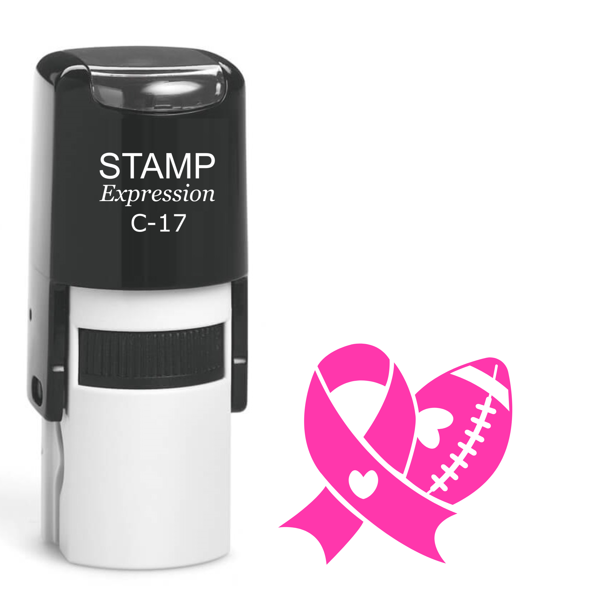 Breast cancer football season with hearts Self Inking Rubber Stamp (SH-63727)