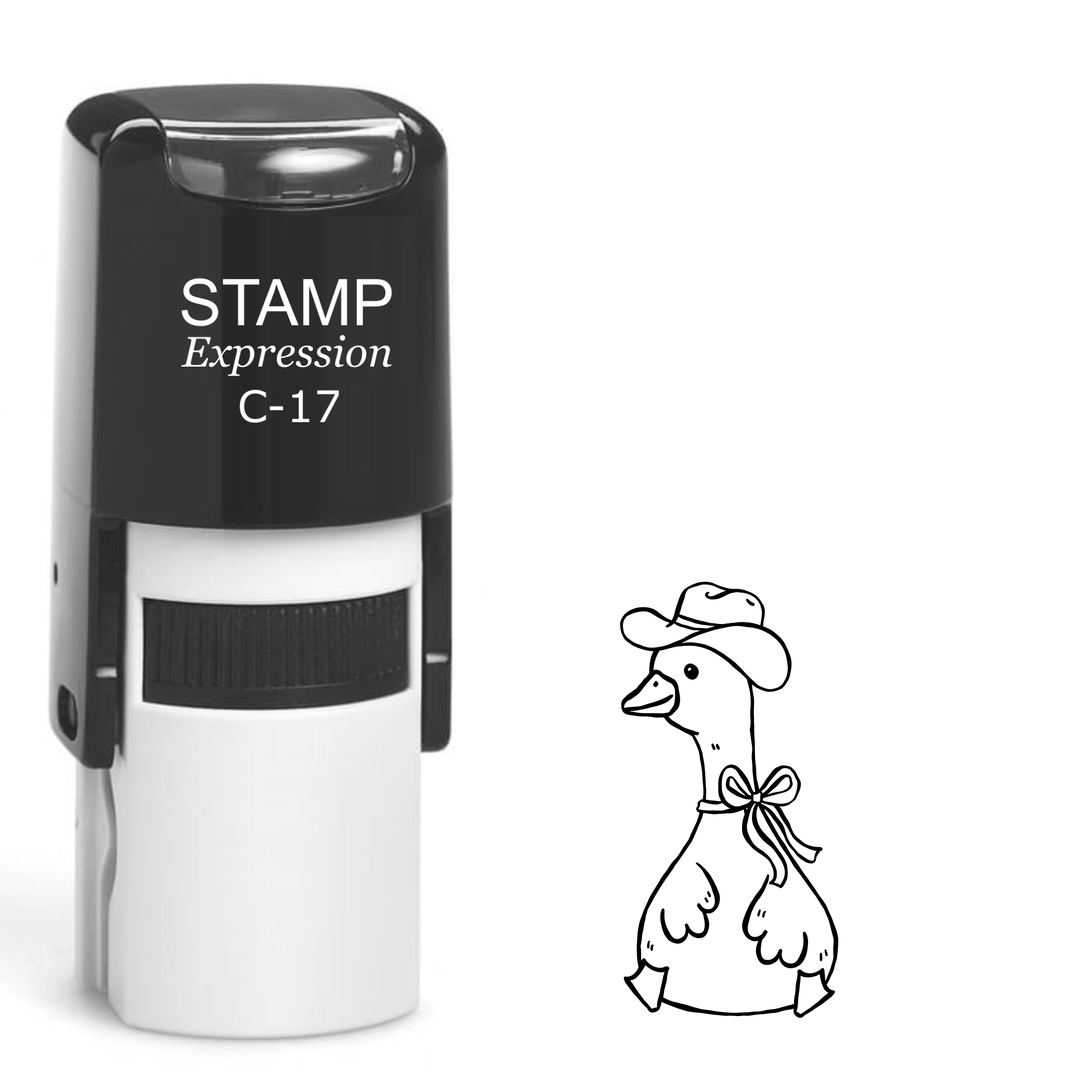 Sitting silly goose with cowboy hat Self Inking Rubber Stamp (SH-63734)
