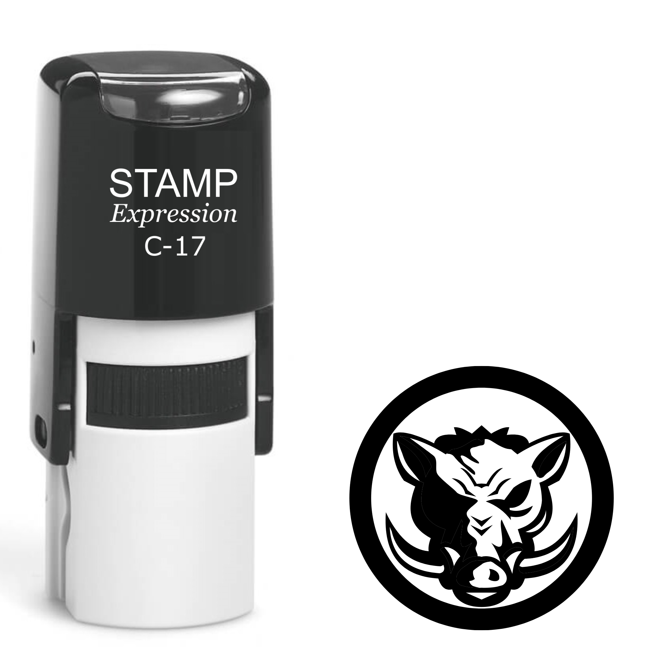 Boar head in a circle Self Inking Rubber Stamp (SH-63739)