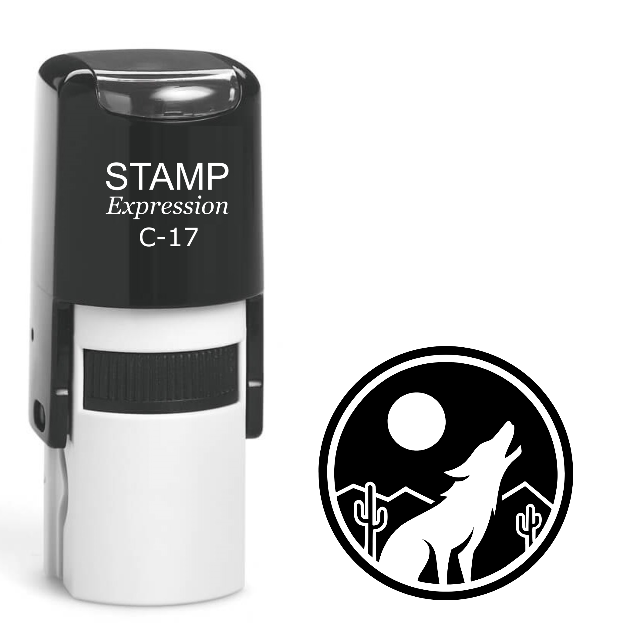 Howling coyote in a circle Self Inking Rubber Stamp (SH-63742)