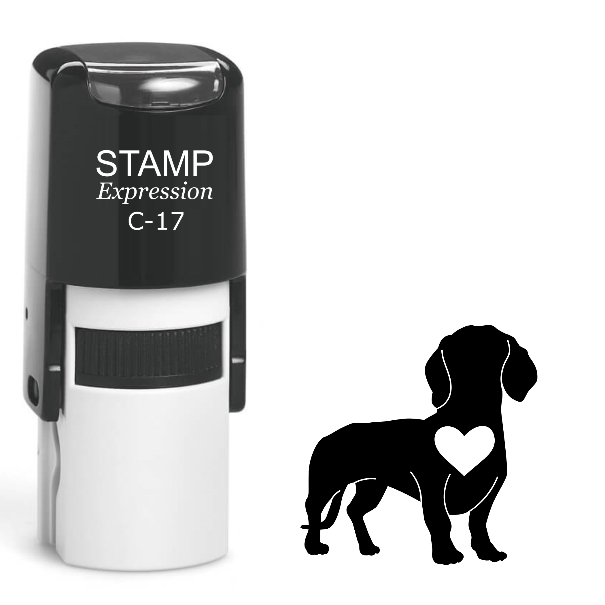 Dachshund with heart silhouette Self Inking Rubber Stamp (SH-63762)