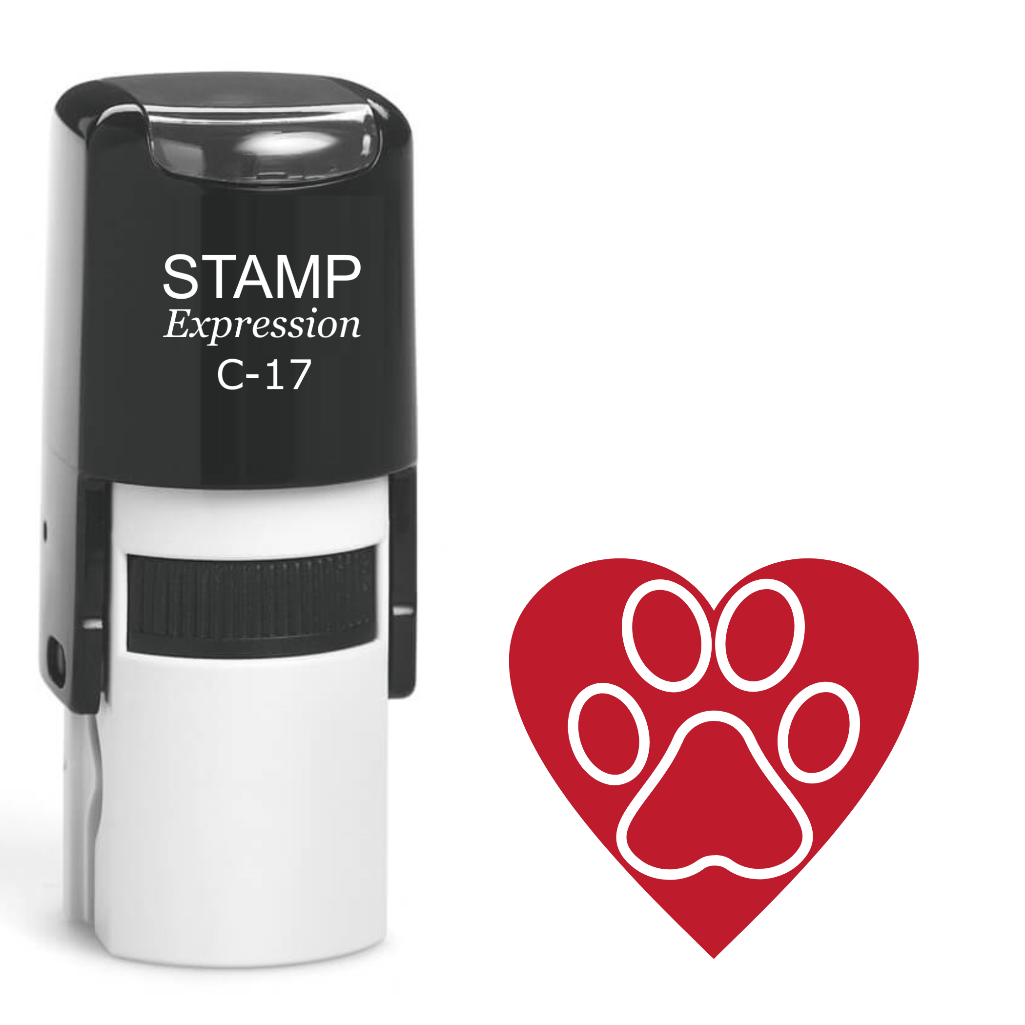 Heart with paw print Self Inking Rubber Stamp (SH-63772)