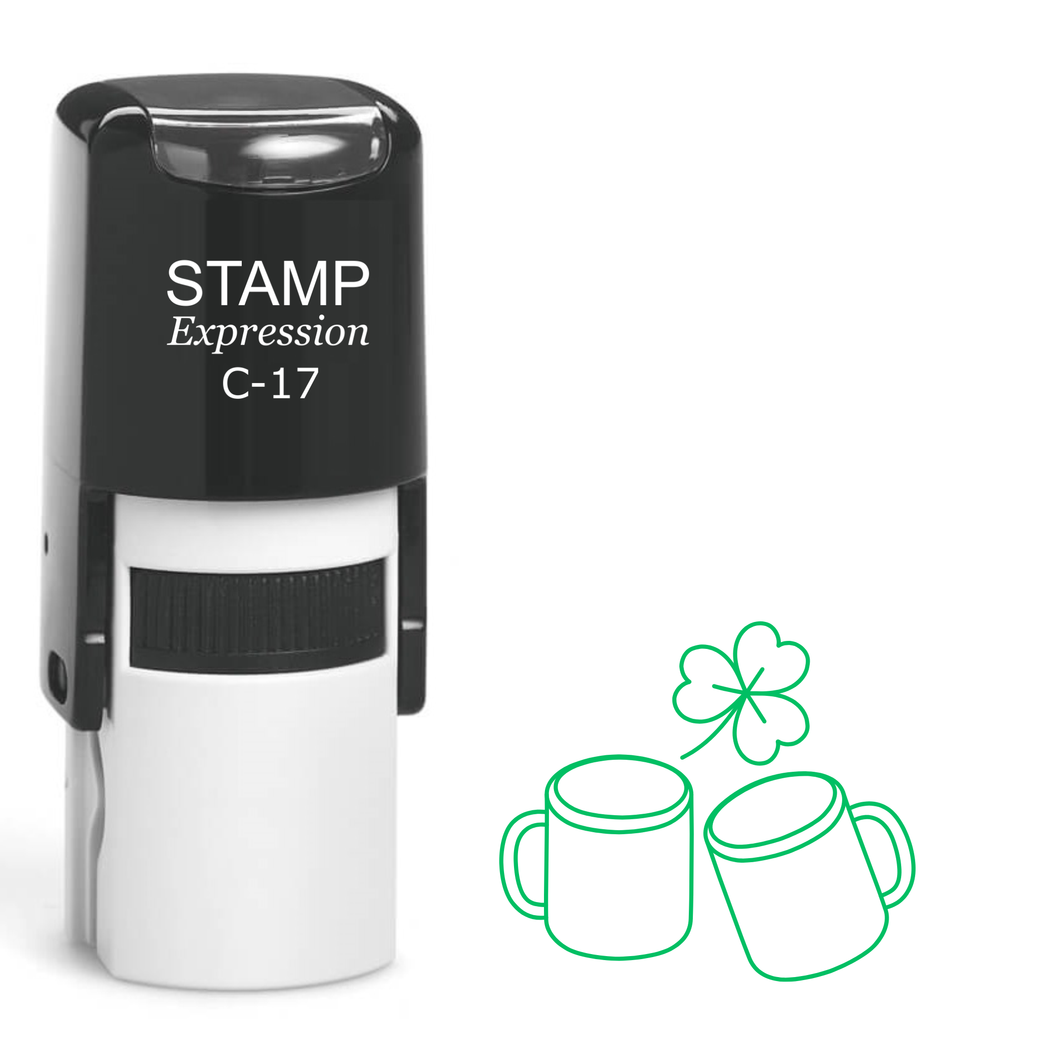 Two beer mugs with shamrock St. Patrick’s Day Self Inking Rubber Stamp (SH-63777)