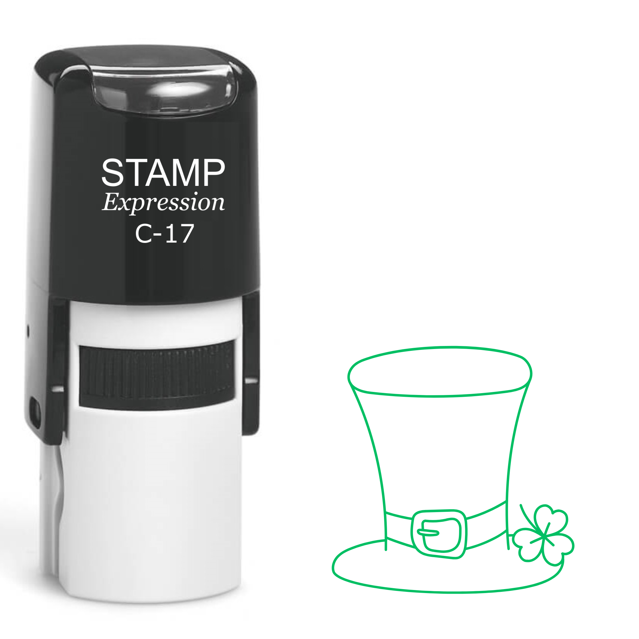 Leprechaun hat with laying shamrock St. Patrick’s Day Self Inking Rubber Stamp (SH-63779)