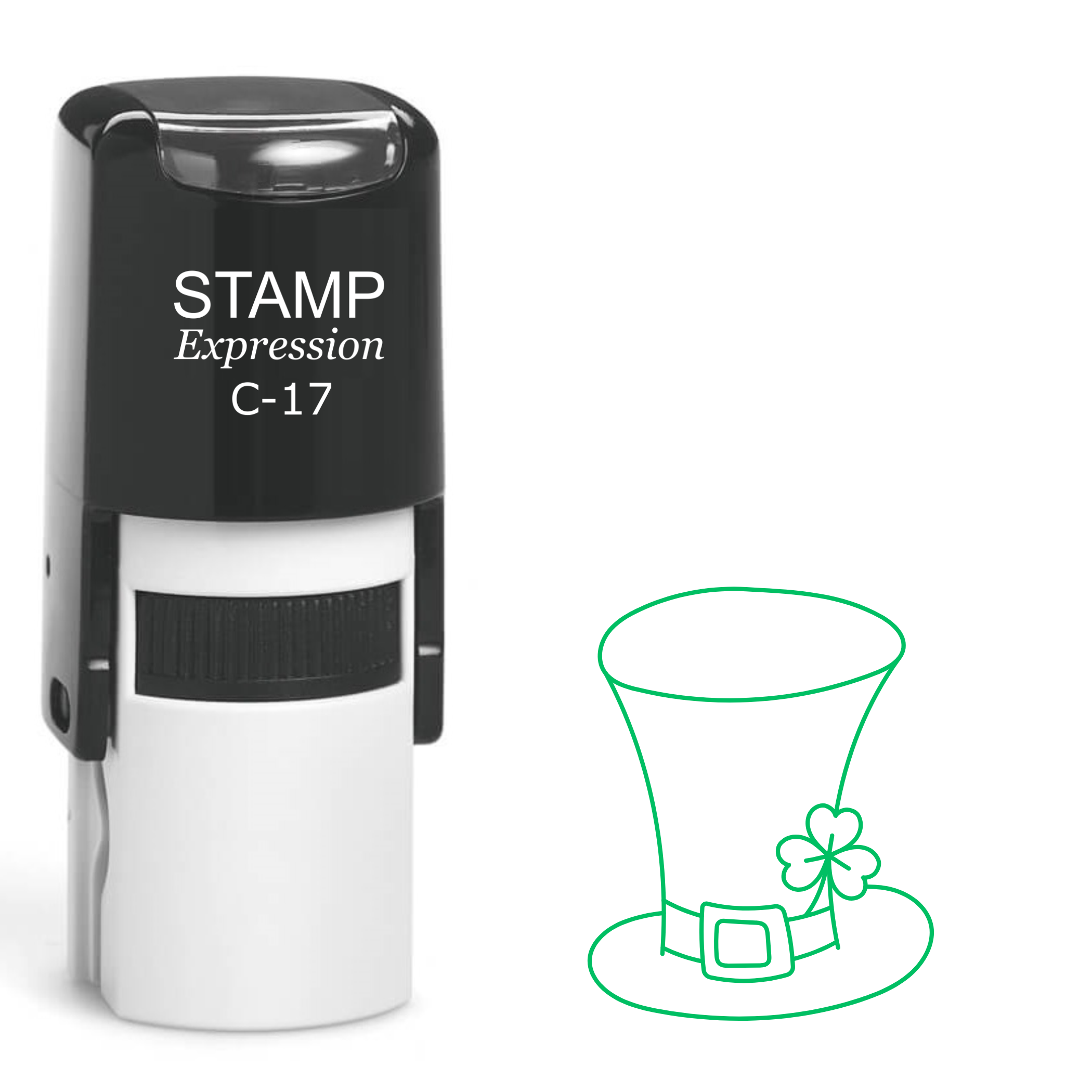 Leprechaun hat with upright shamrock St. Patrick’s Day Self Inking Rubber Stamp (SH-63780)
