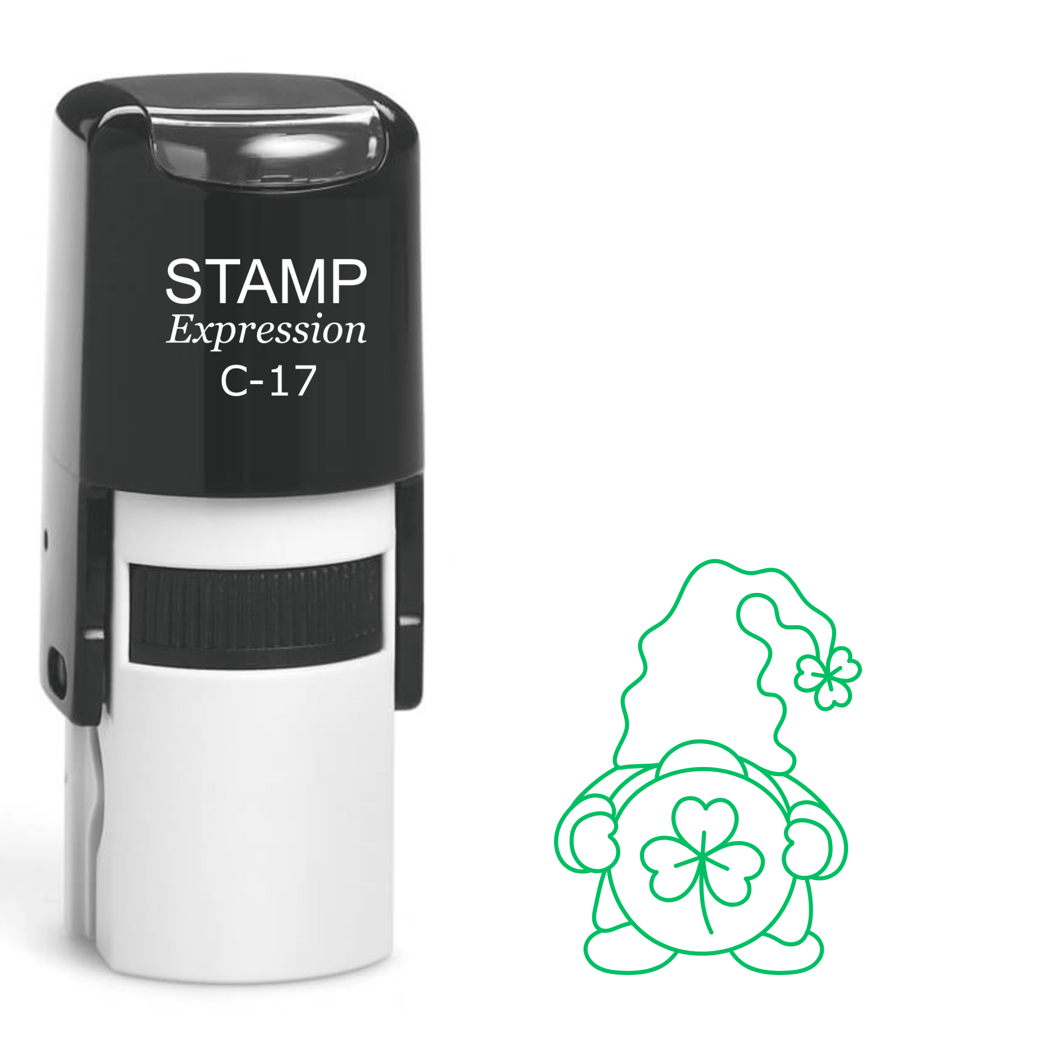 Gnome with large coin with shamrock St. Patrick’s Day Self Inking Rubber Stamp (SH-63781)