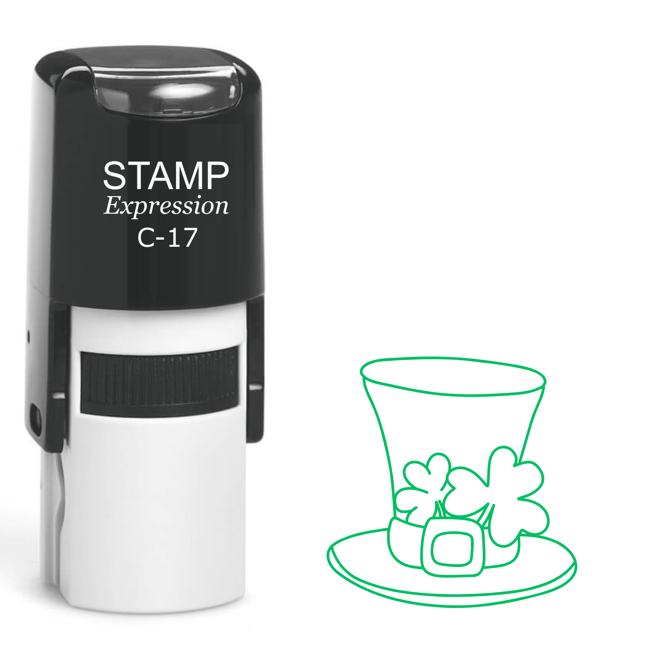 Leprechaun hat with two shamrocks St. Patrick’s Day Self Inking Rubber Stamp (SH-63784)