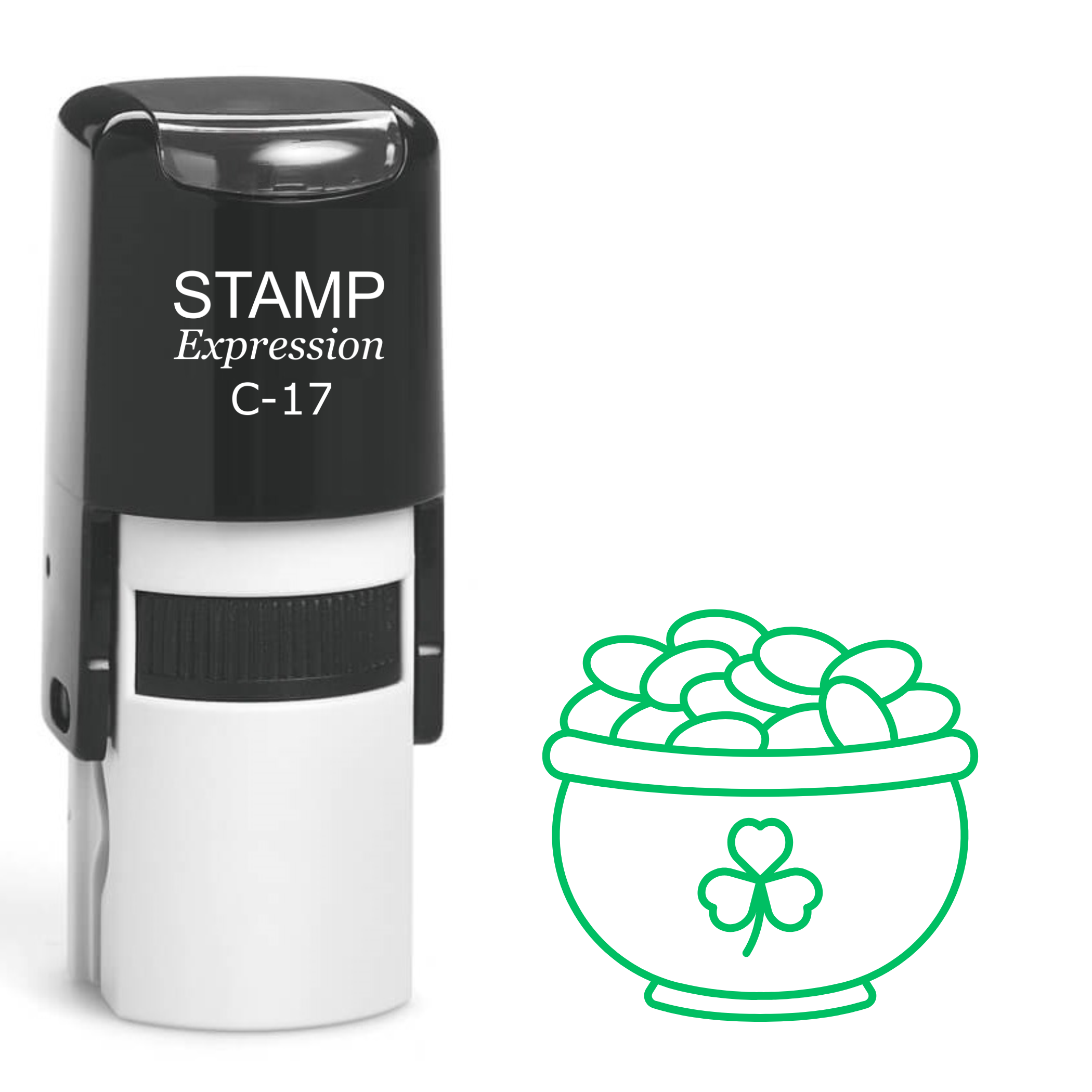 Pot of gold with shamrock St. Patrick’s Day Self Inking Rubber Stamp (SH-63796)