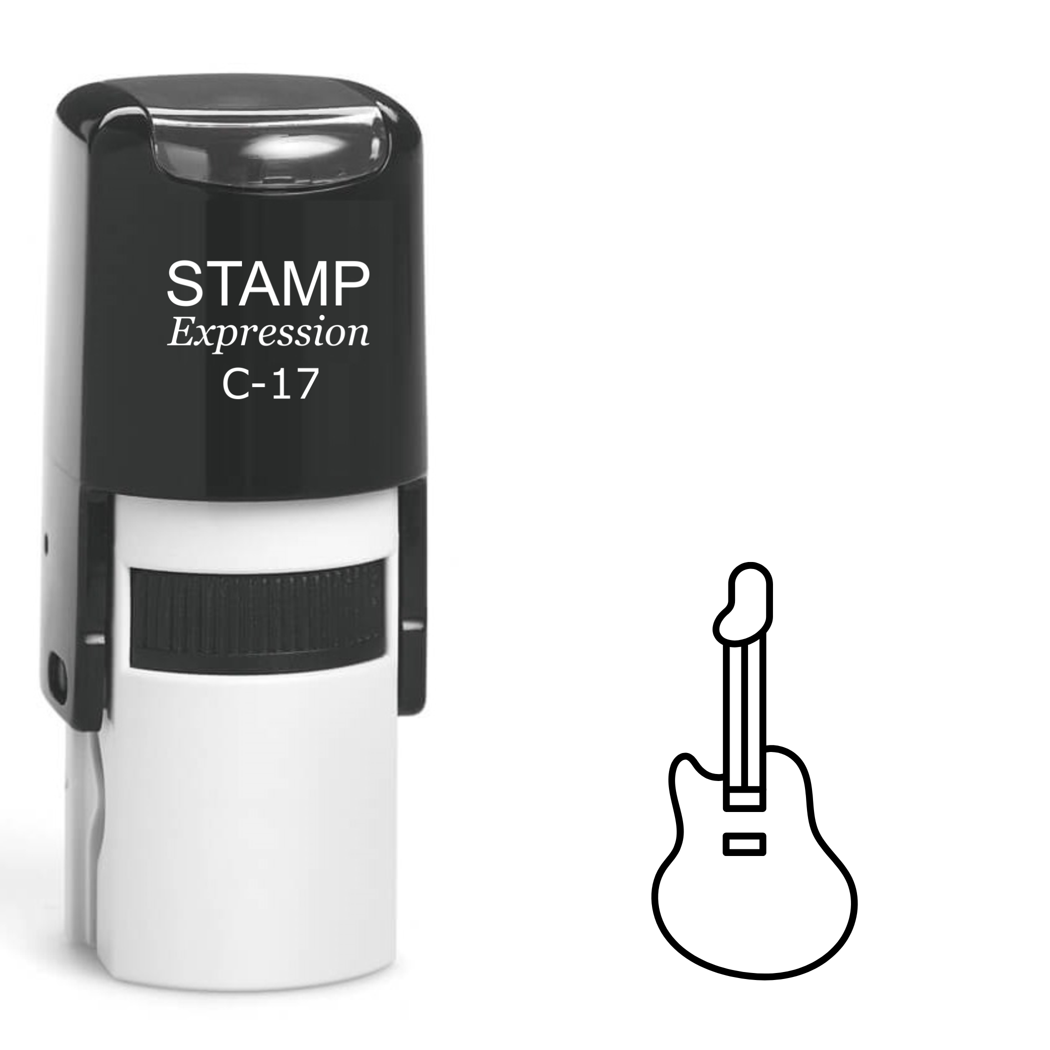 Guitar outline Self Inking Rubber Stamp (SH-63846)