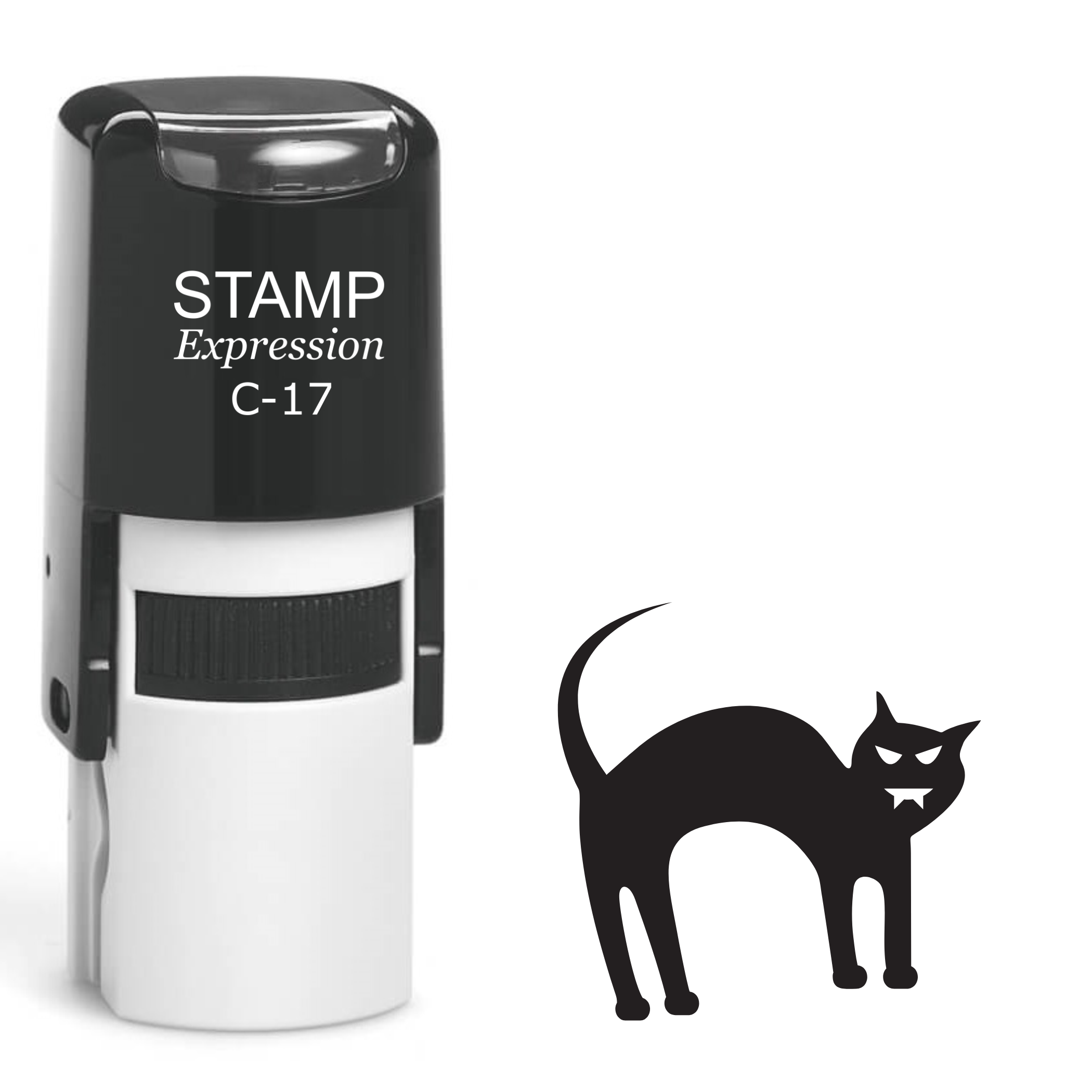 Scary black cat silhouette Self Inking Rubber Stamp (SH-63849)