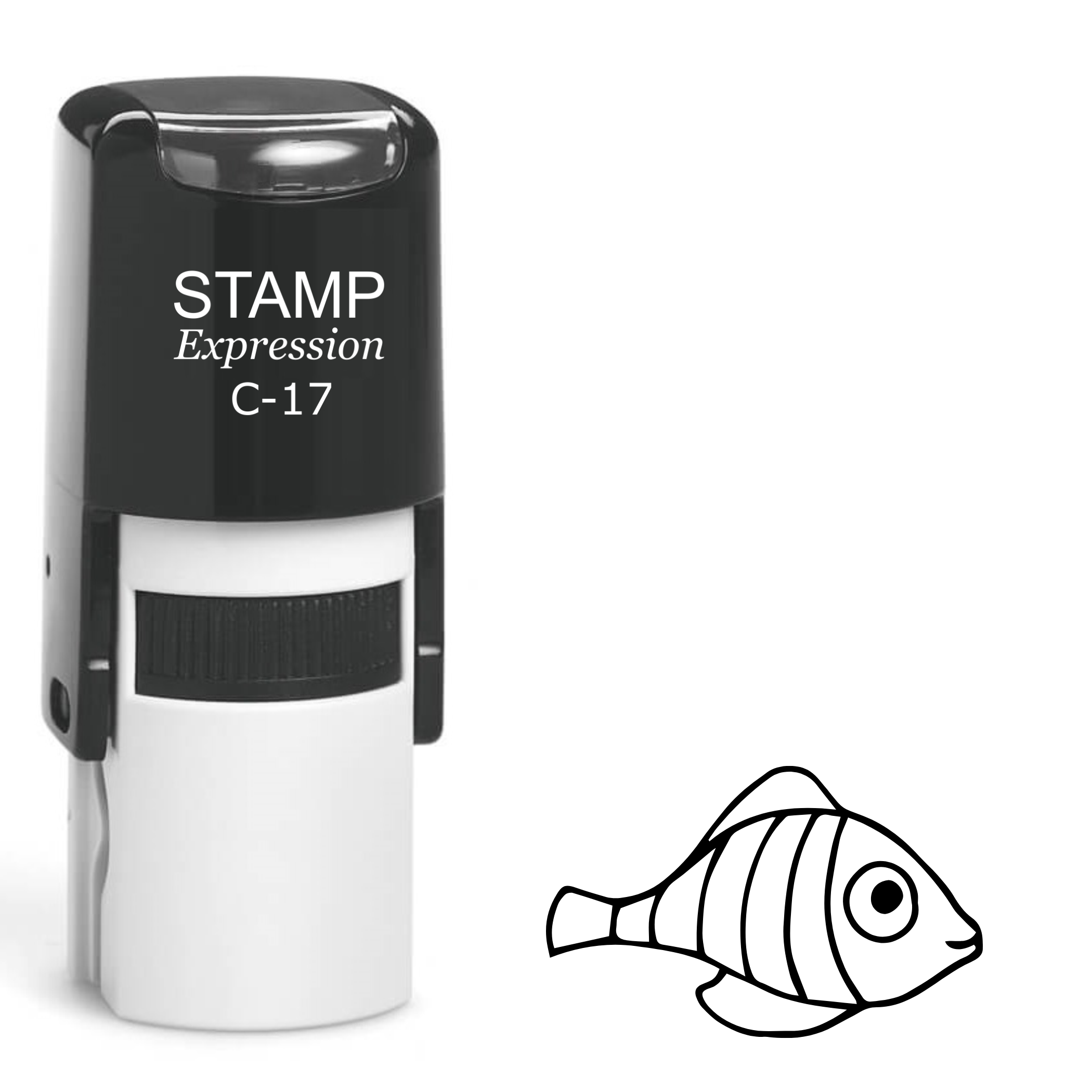 Fish with big eyes outline Self Inking Rubber Stamp (SH-63869)
