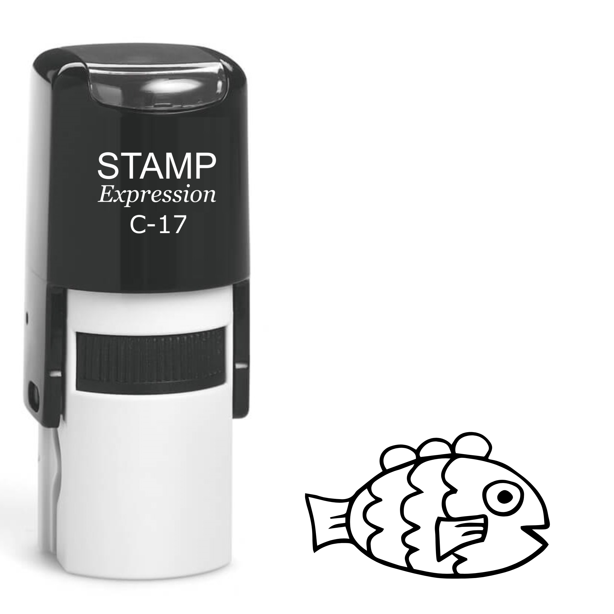 Fish with wavy lines outline Self Inking Rubber Stamp (SH-63870)
