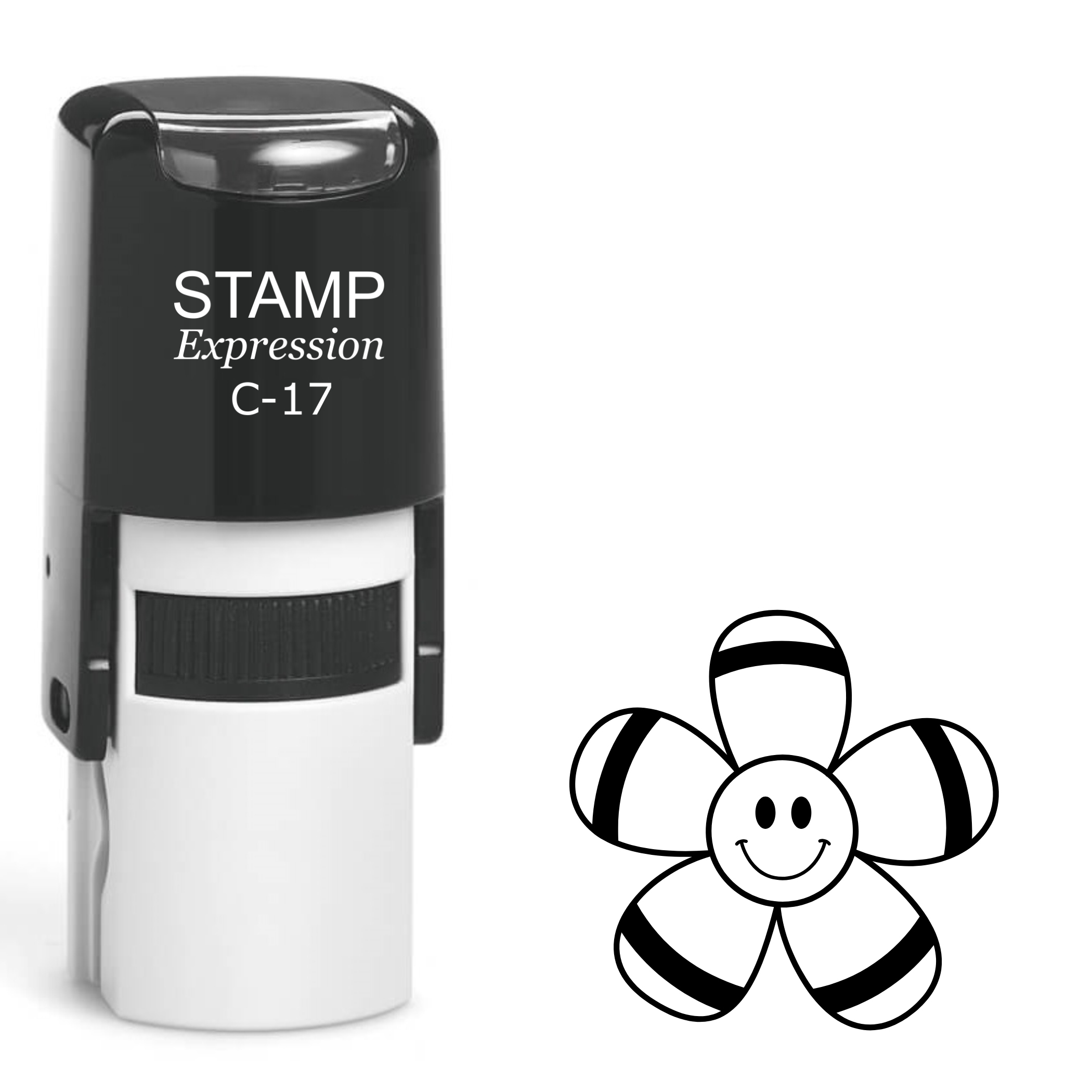 Stripy emoji flower outline Self Inking Rubber Stamp (SH-63884)