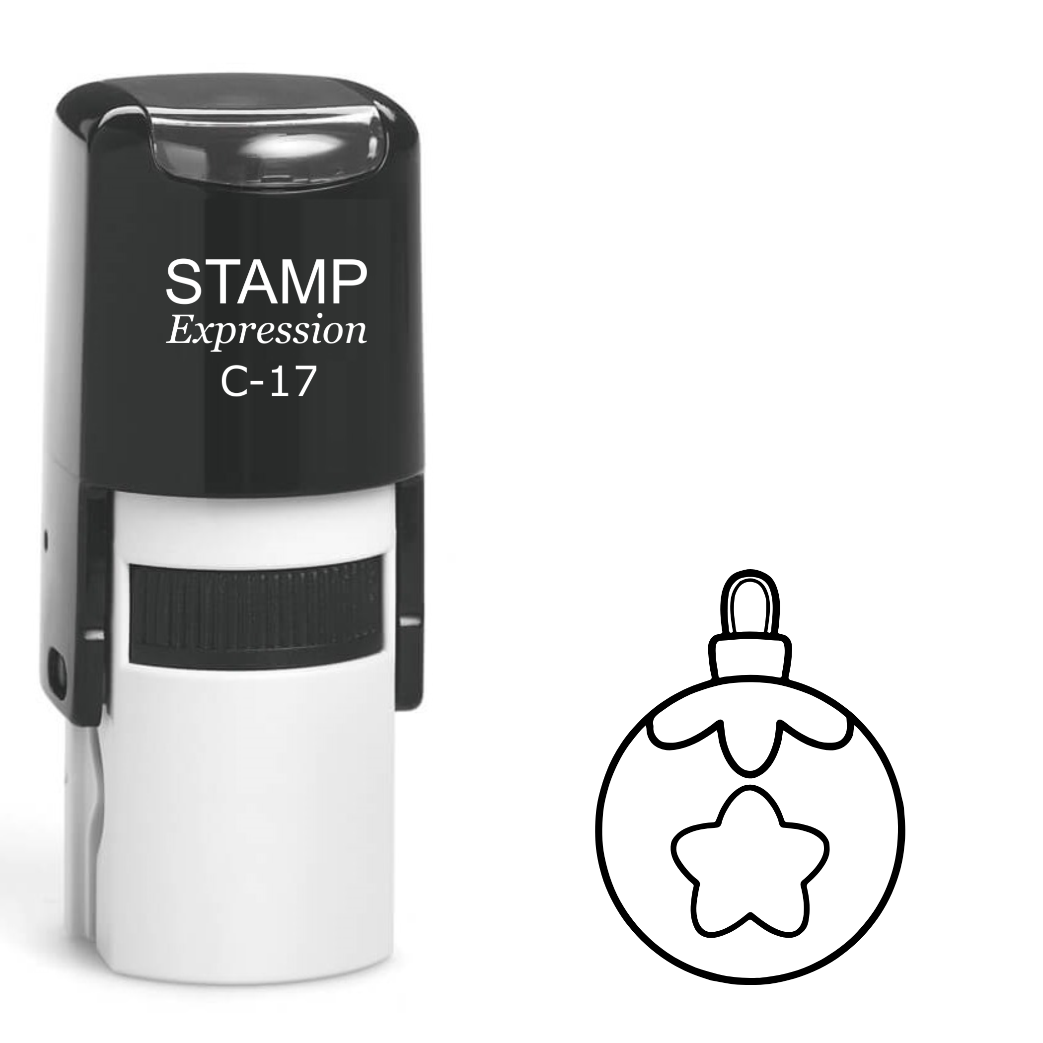 Christmas ornament with star outline Self Inking Rubber Stamp (SH-63887)