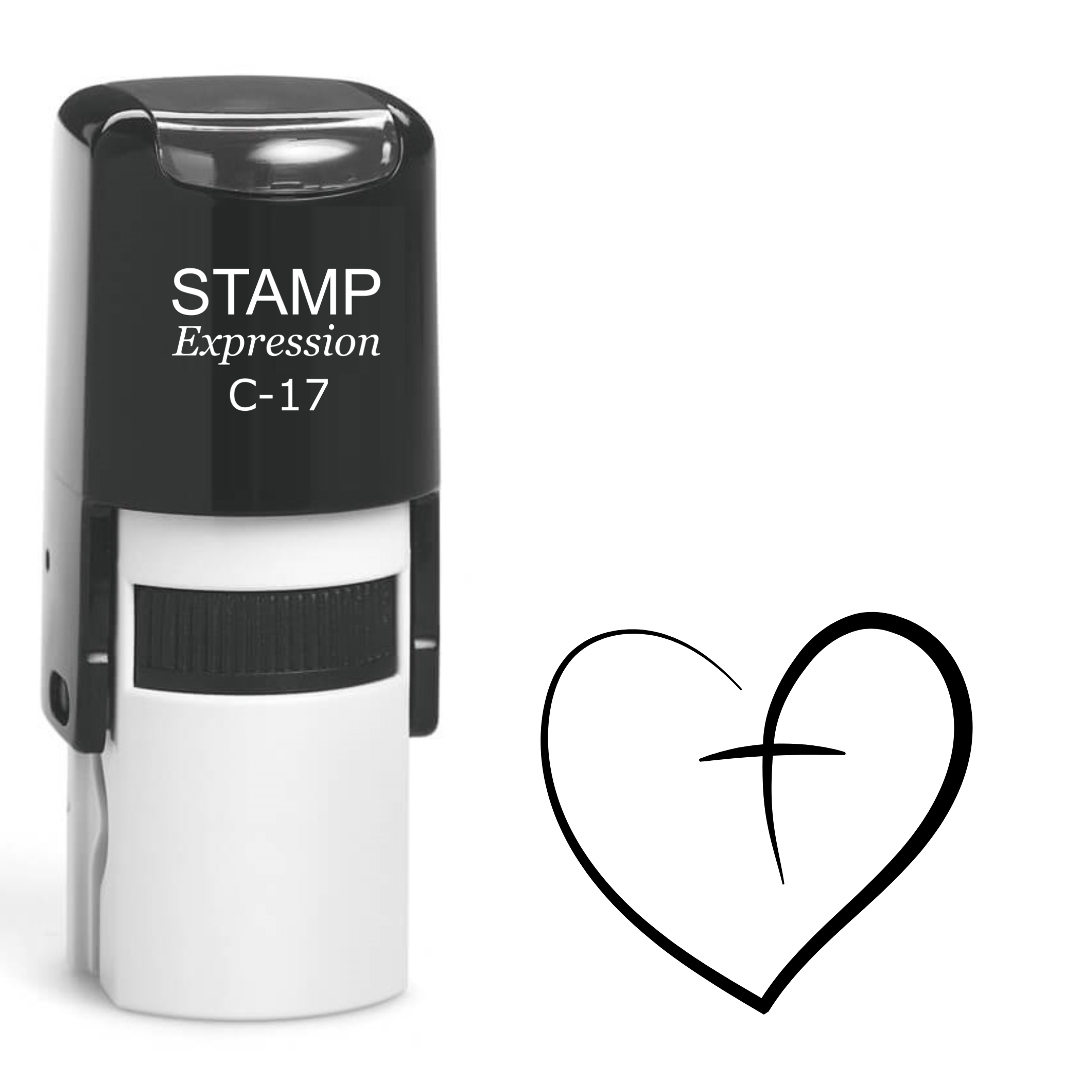 Heart outline with cross religious Self Inking Rubber Stamp (SH-63889)