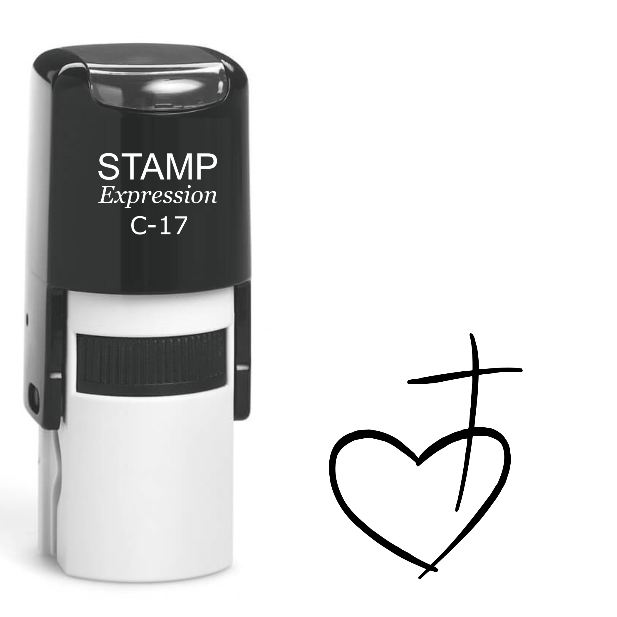 Overlapping heart and cross outline religious Self Inking Rubber Stamp (SH-63892)