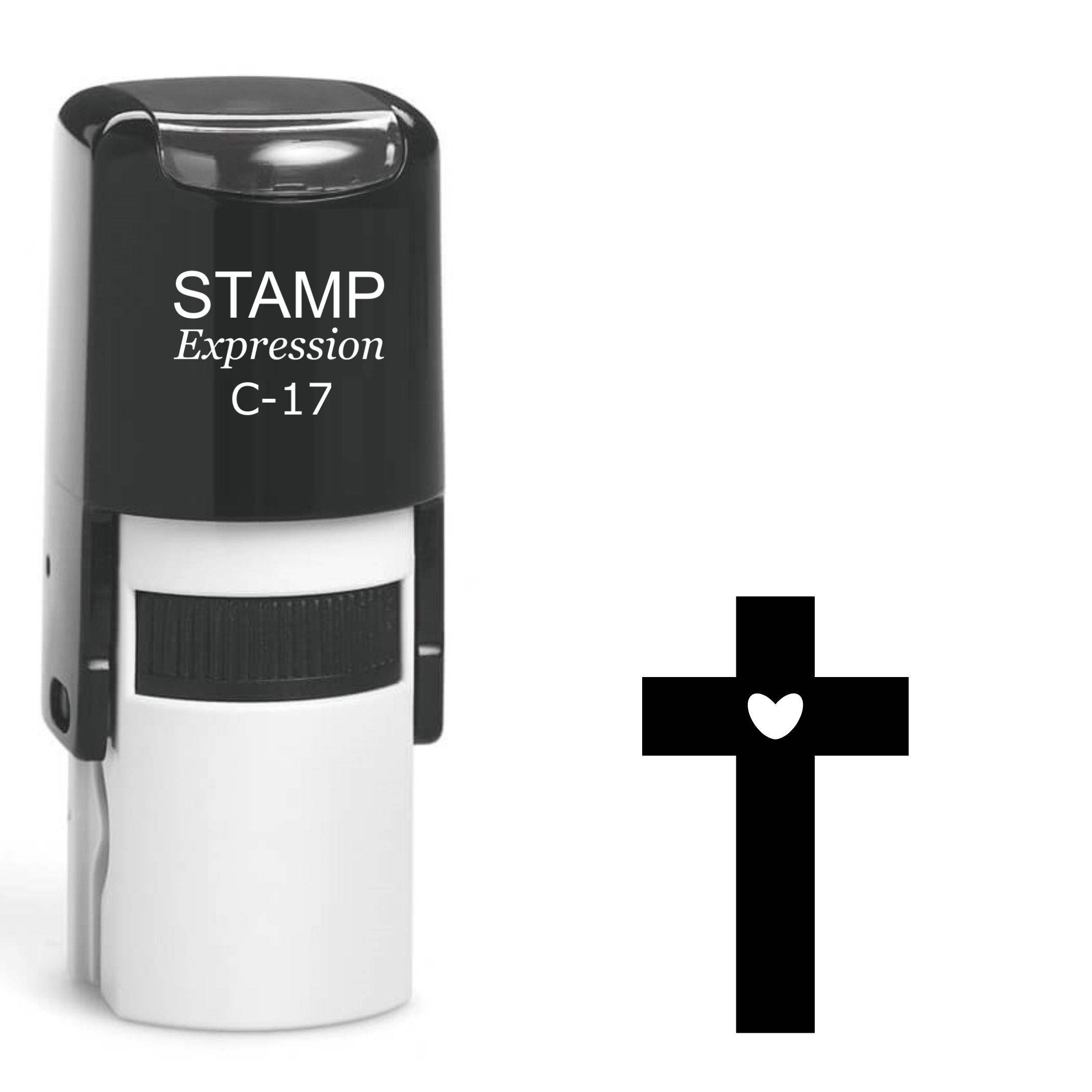 Cross with heart in the middle religious Self Inking Rubber Stamp (SH-63893)