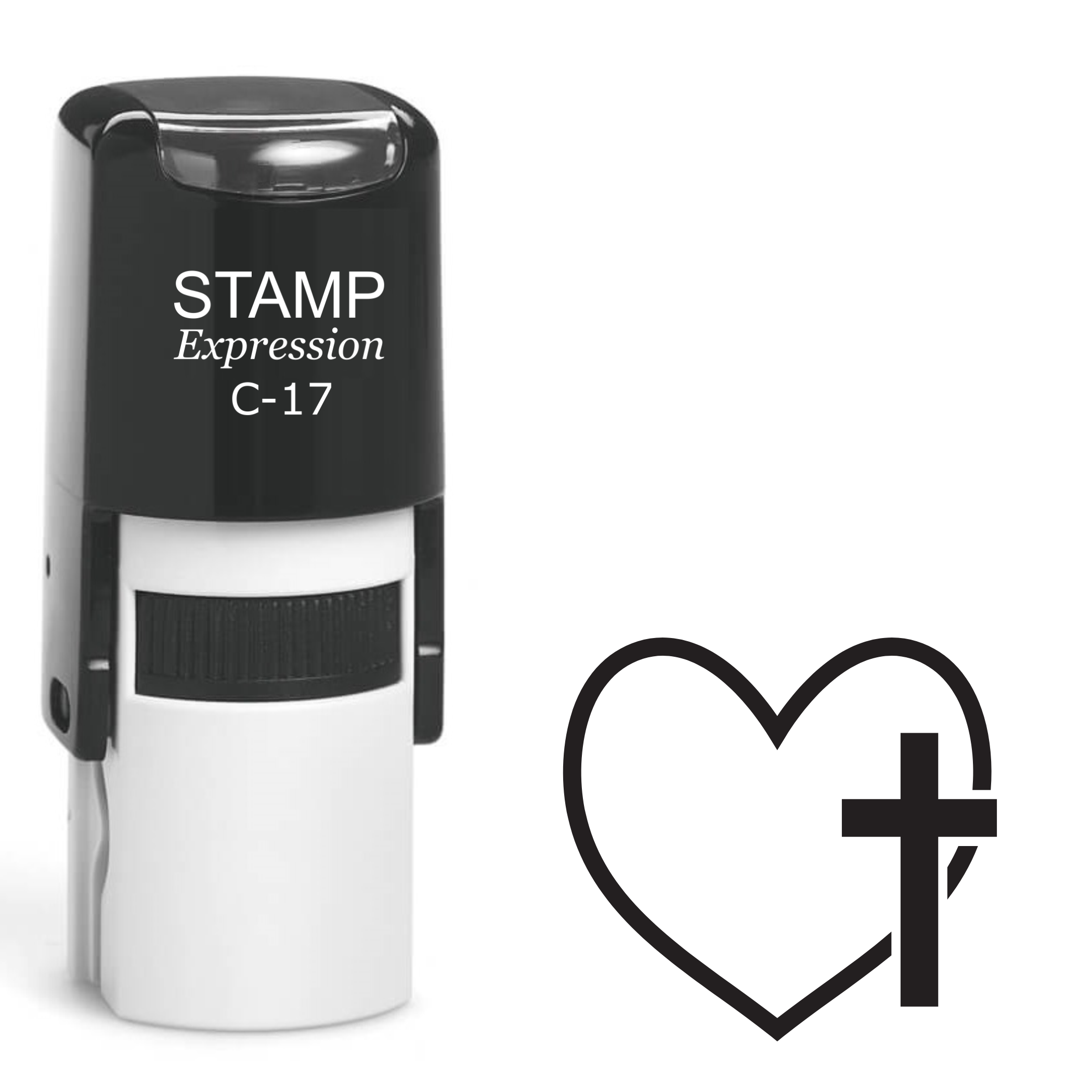 Heart outline with cross on the side religious Self Inking Rubber Stamp (SH-63894)