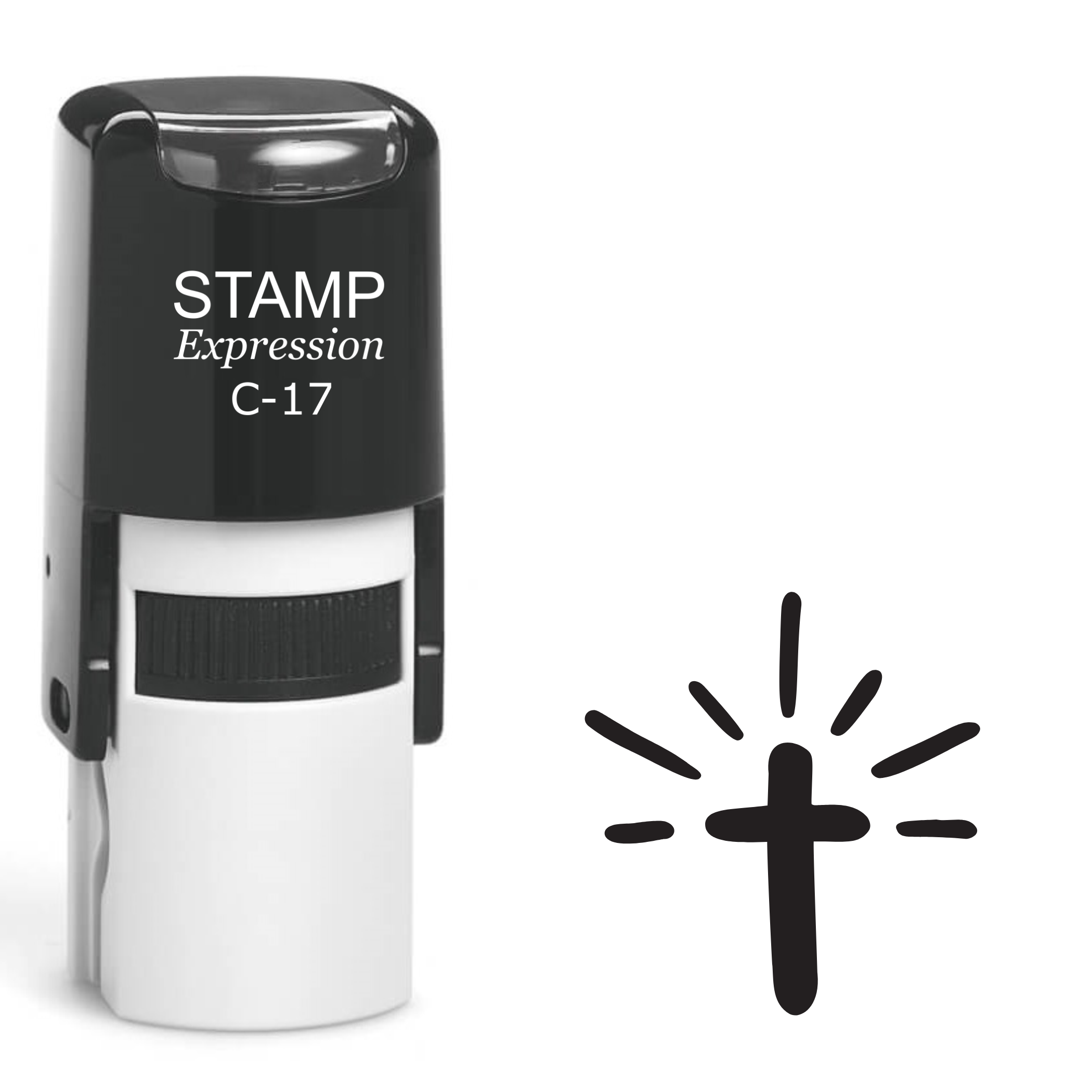 Heart with shining cross inside religious Self Inking Rubber Stamp (SH-63896)