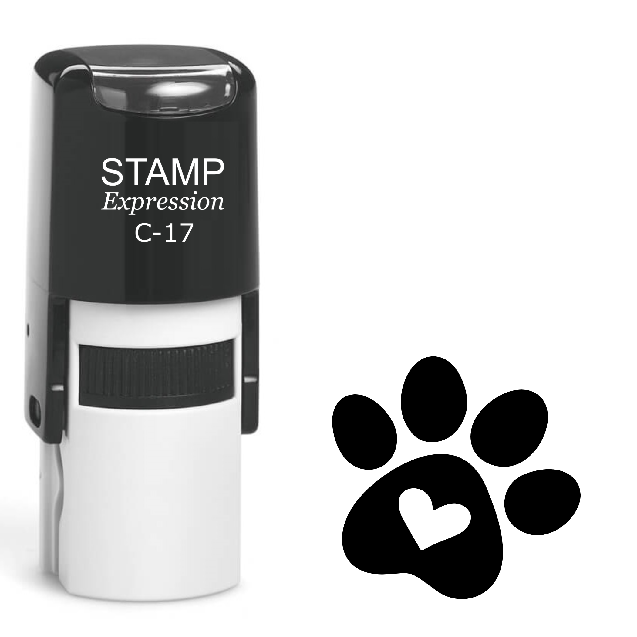 Paw print with heart inside Self Inking Rubber Stamp (SH-63907)